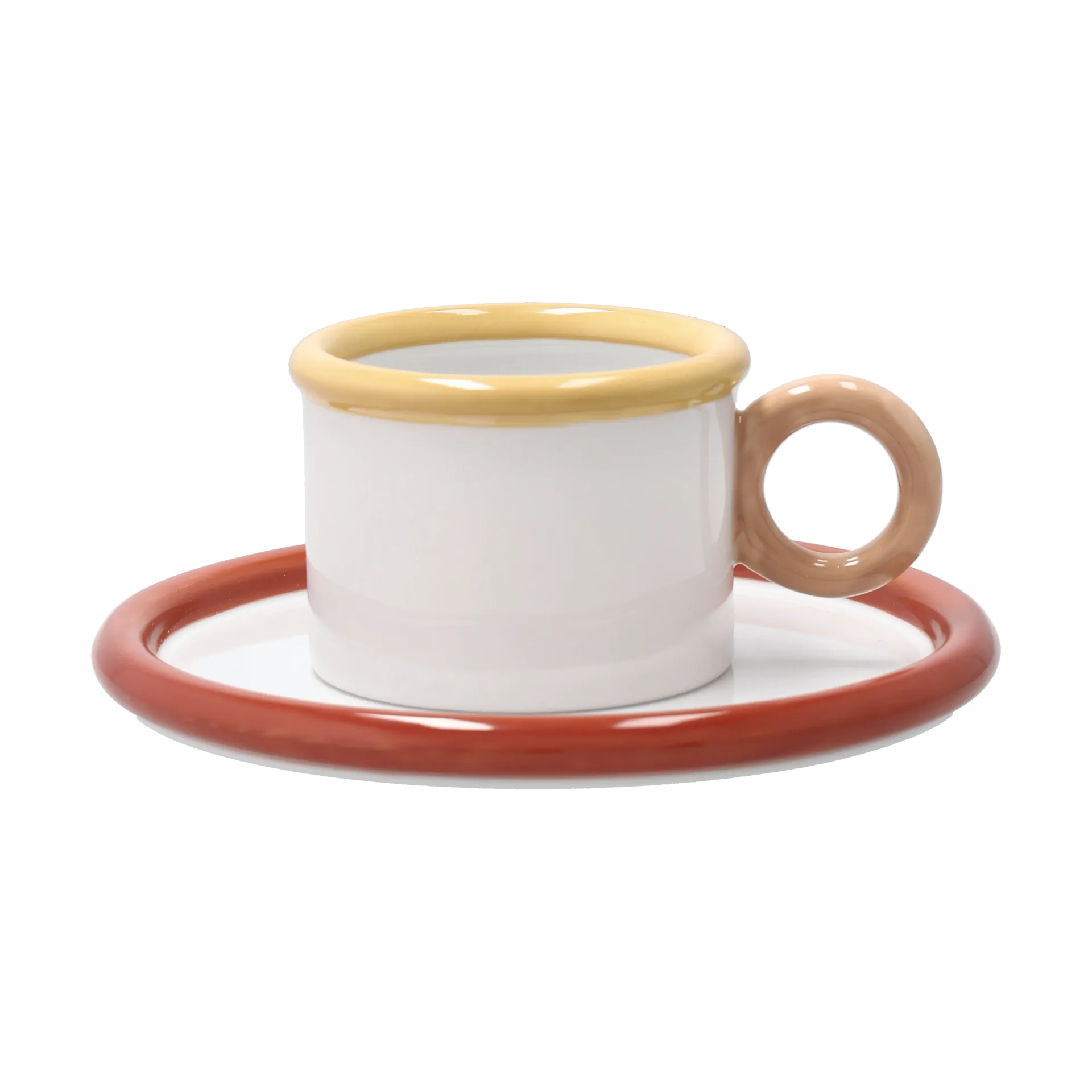 Chávena e pires Chunky, Vermelho-amarelo Scandi Living