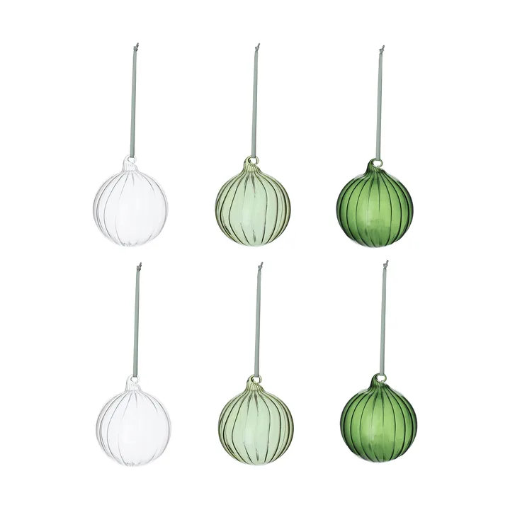 Clarity bolas de Natal 6 peças - Verde - Scandi Living
