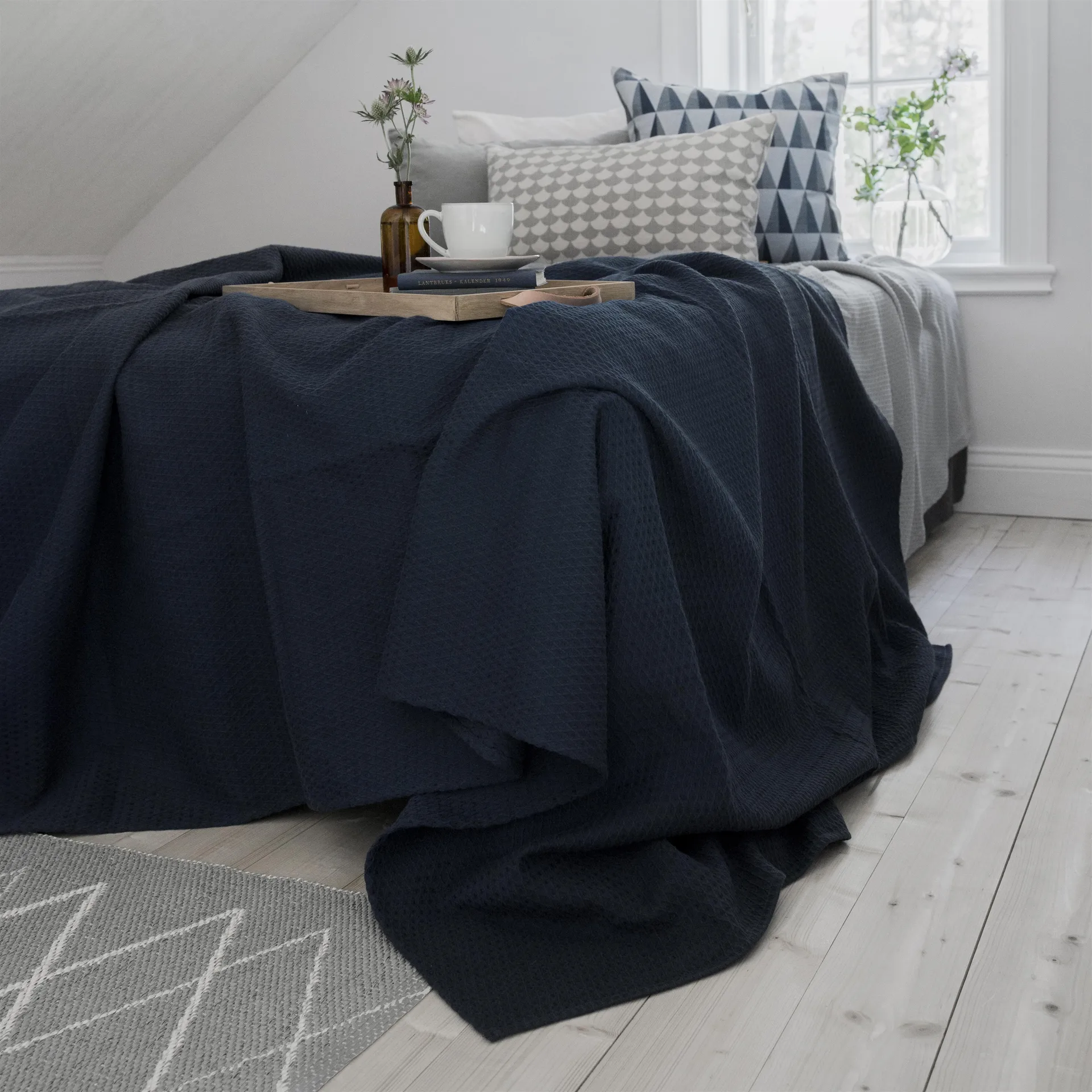 Colcha Kimono 260x260 cm, storm blue Scandi Living