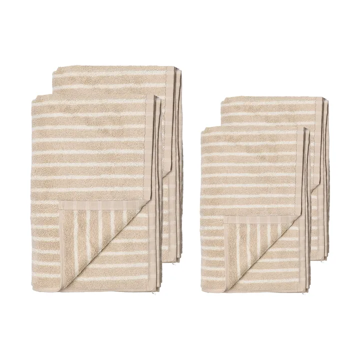 Conjunto de toalhas Drift 4 peças - Bege-branco - Scandi Living