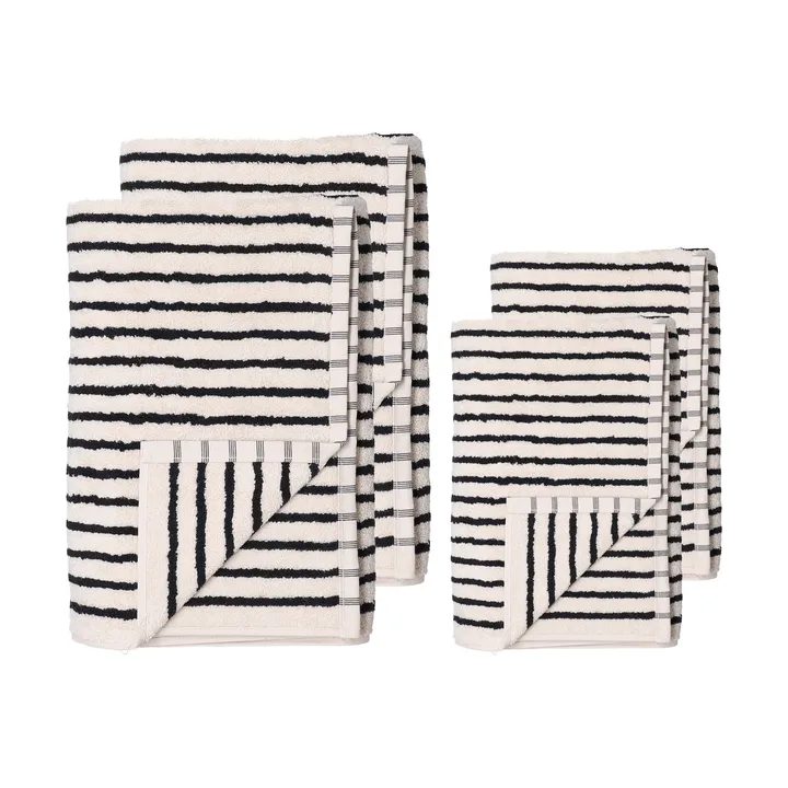 Conjunto de toalhas Drift 4 peças - Branco-preto - Scandi Living