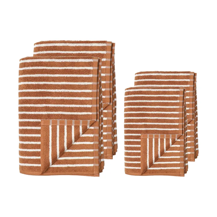 Conjunto de toalhas Drift 4 peças - Marrom-branco - Scandi Living