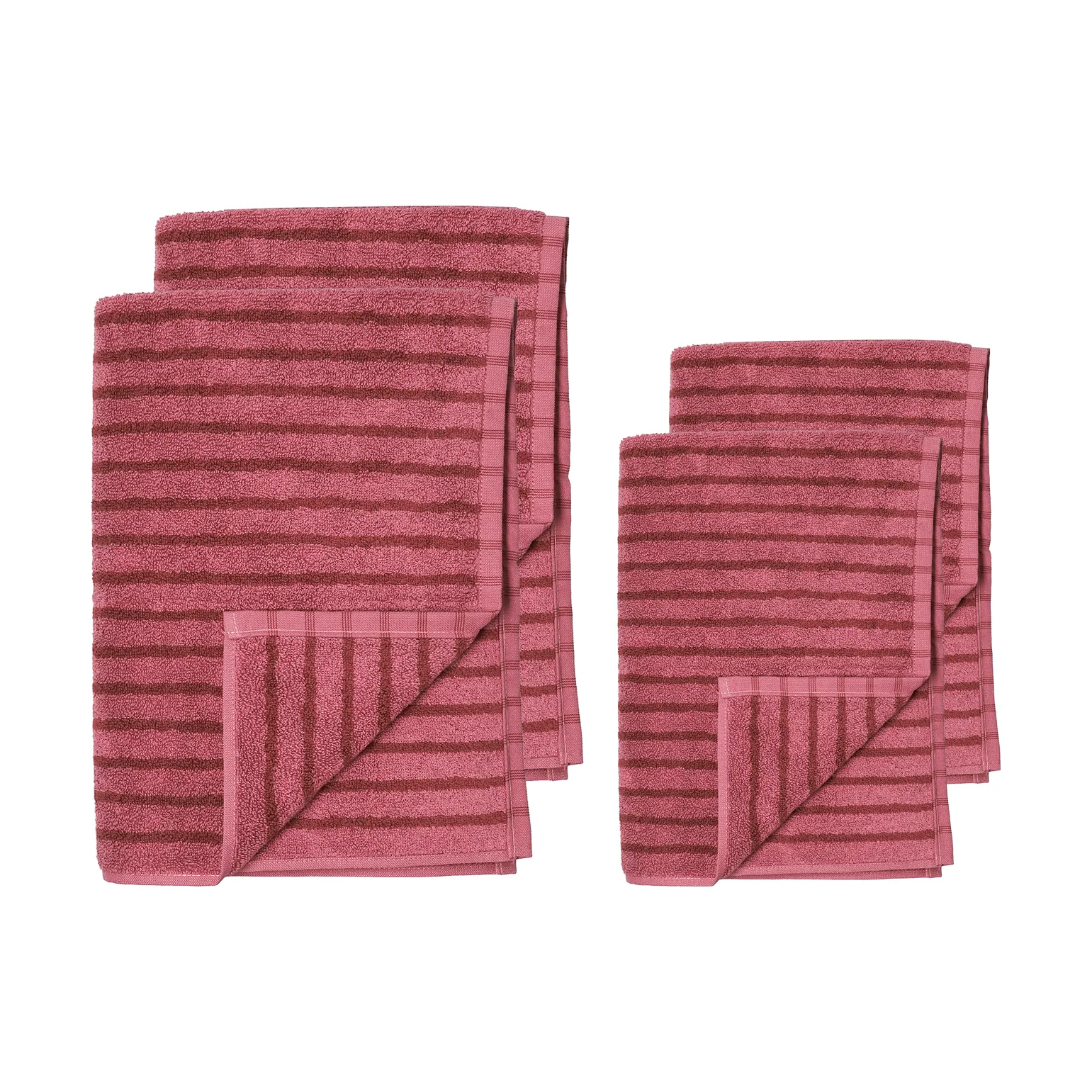 Conjunto de toalhas Drift 4 peças - Rosa-vermelho Scandi Living