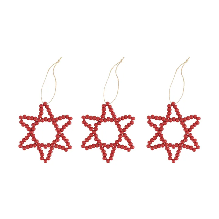 Craft enfeite de árvore estrela, conjunto de 3 peças - Vermelho - Scandi Living