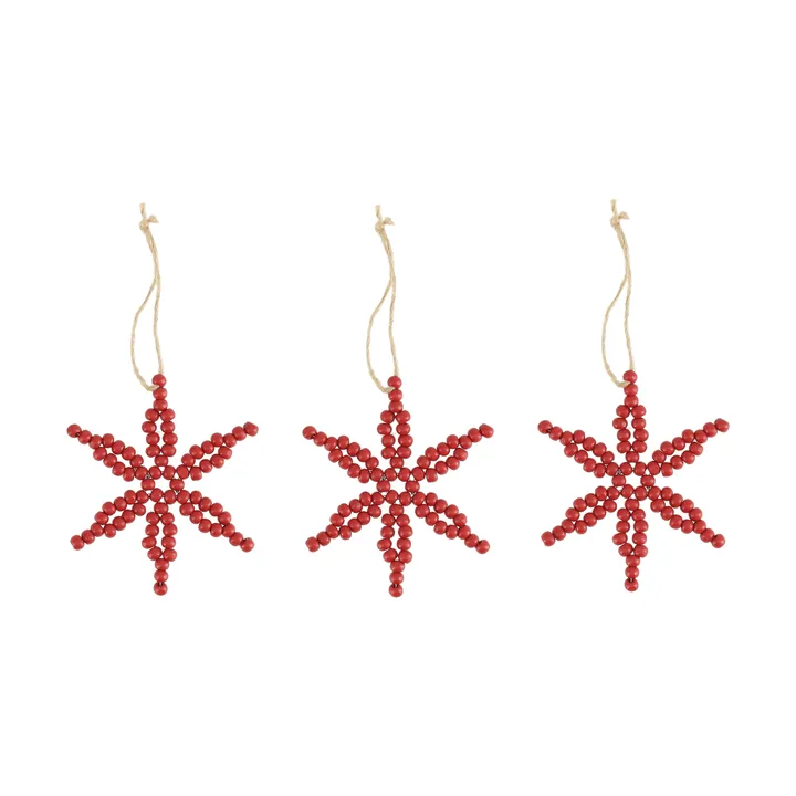 Craft enfeite de Natal floco de neve, pack de 3 - Vermelho - Scandi Living