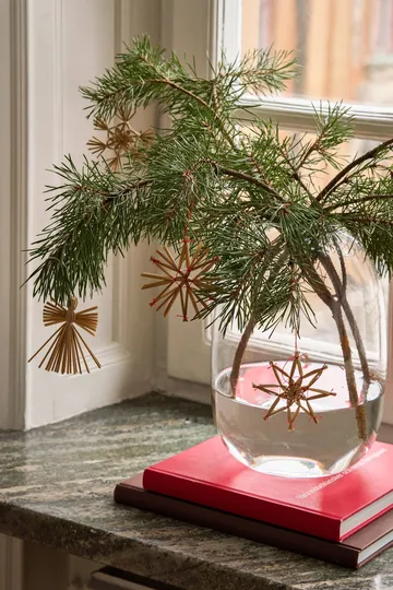 Enfeites de Natal Straw em palha, 12 peças - Vermelho - Scandi Living