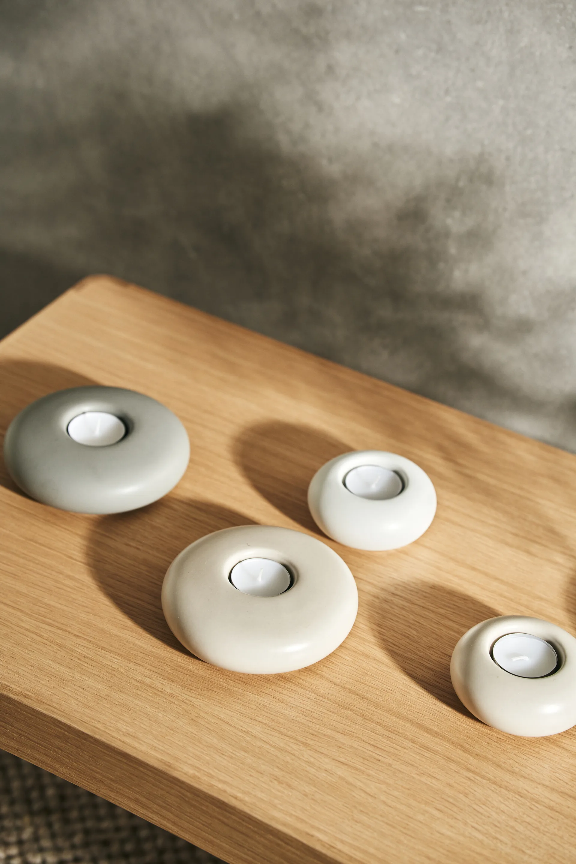 Porta velas Stone Ø13 cm, Bege Scandi Living