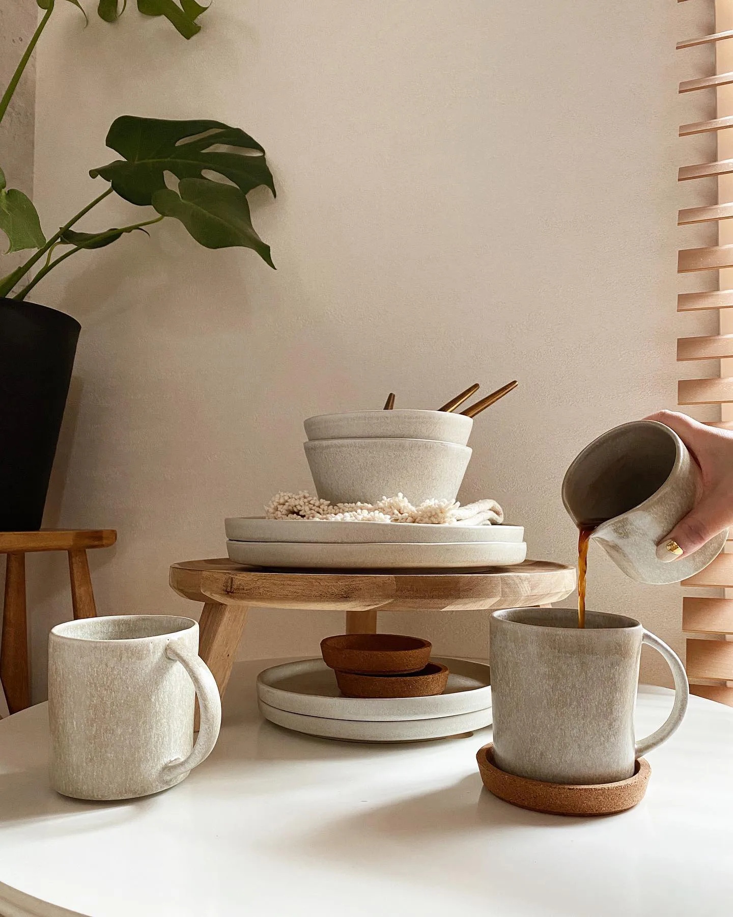 Sandsbro prato de massas light grey, Ø23 cm, conjunto de 8 Scandi Living