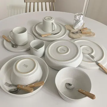 Sandsbro prato pequeno off white, Ø20 cm, conjunto de 8 - Scandi Living