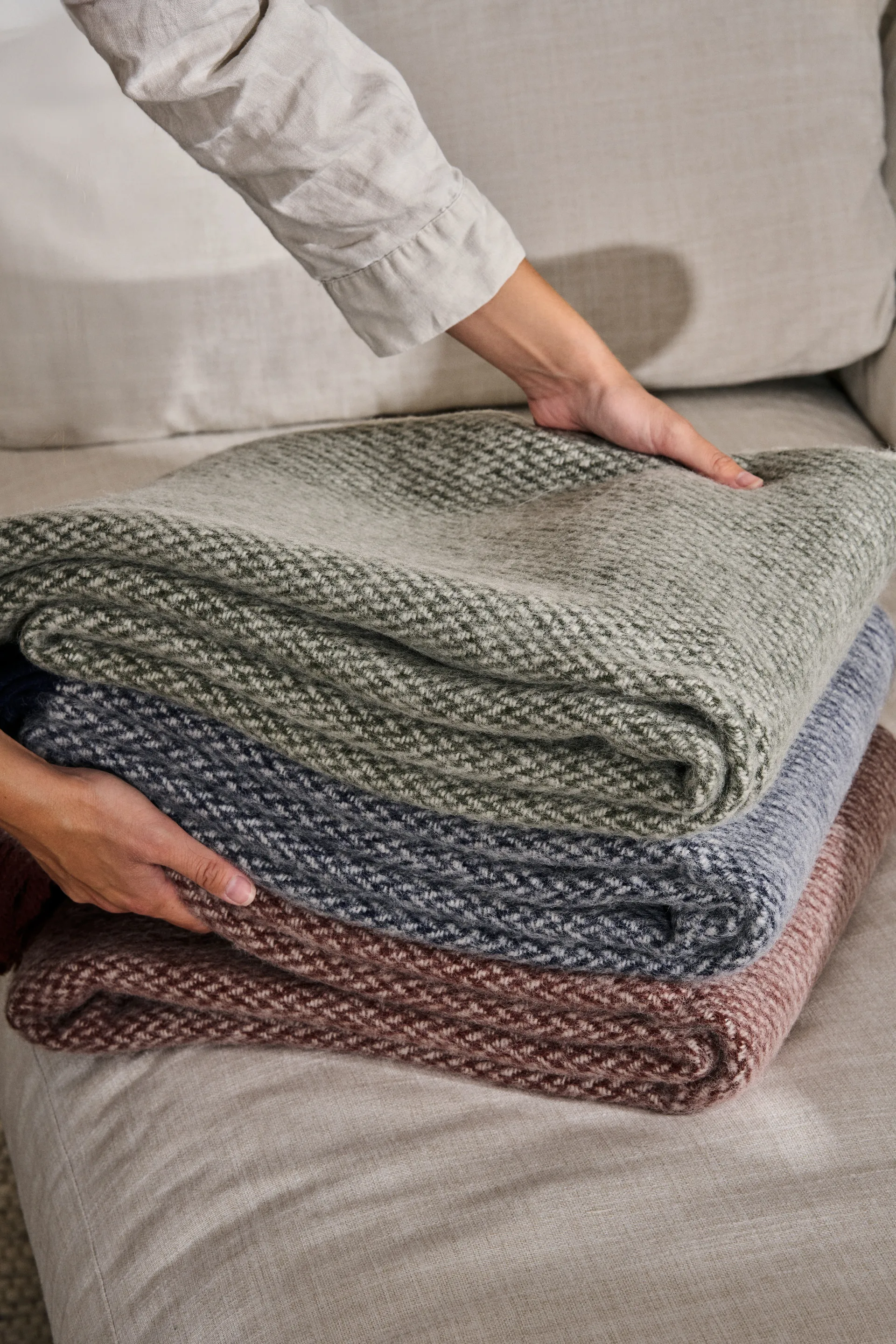 Sandstone manta de lã 130x180 cm, Bordô Scandi Living