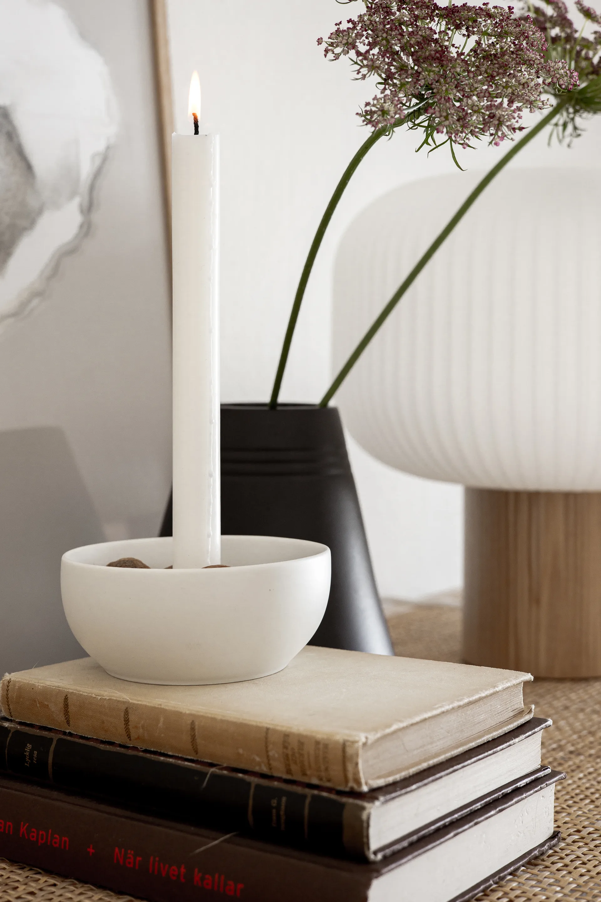 Suporte de velas Valley Ø12 cm, Branco Scandi Living