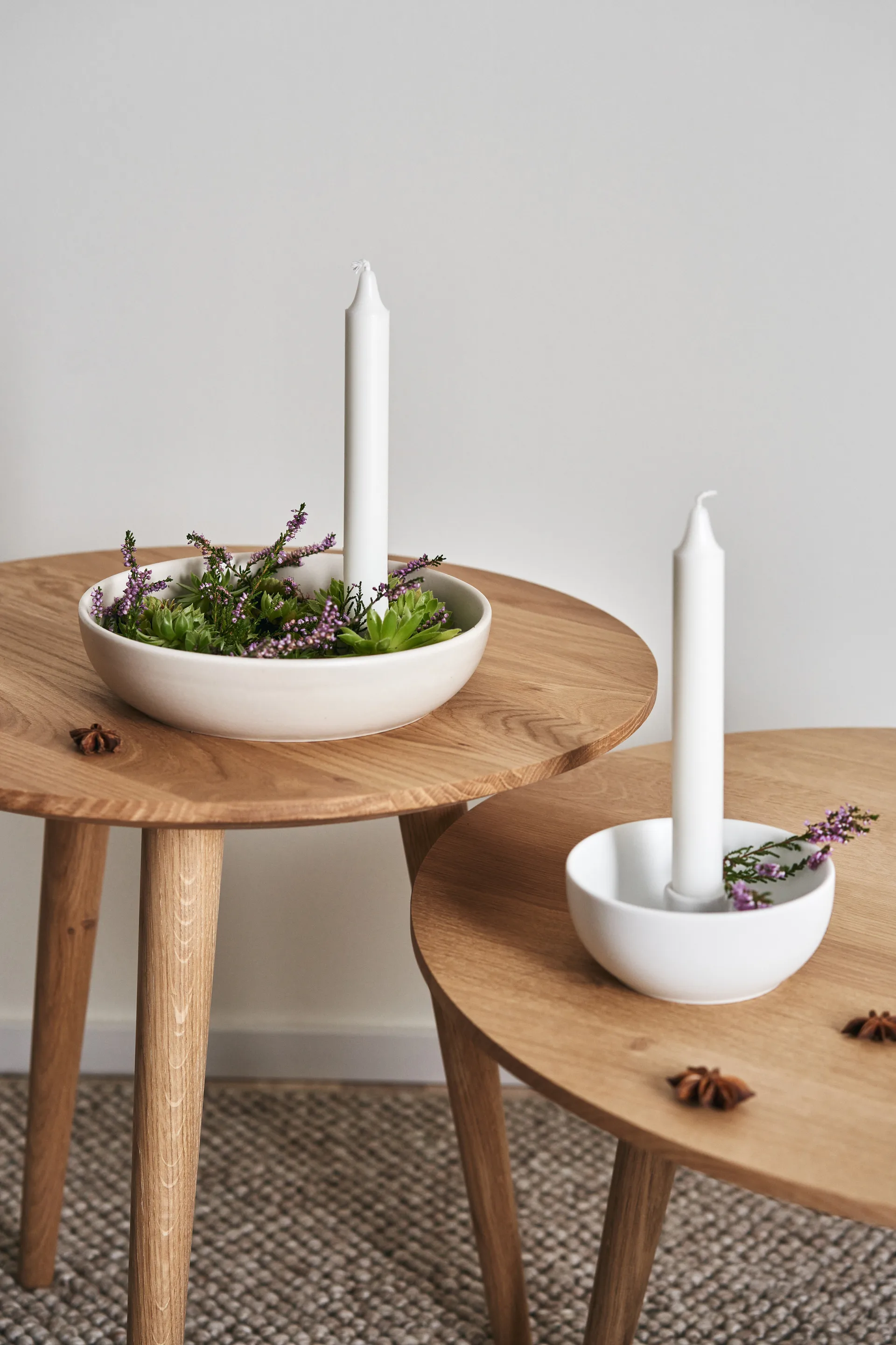 Suporte de velas Valley Ø21 cm, Bege Scandi Living
