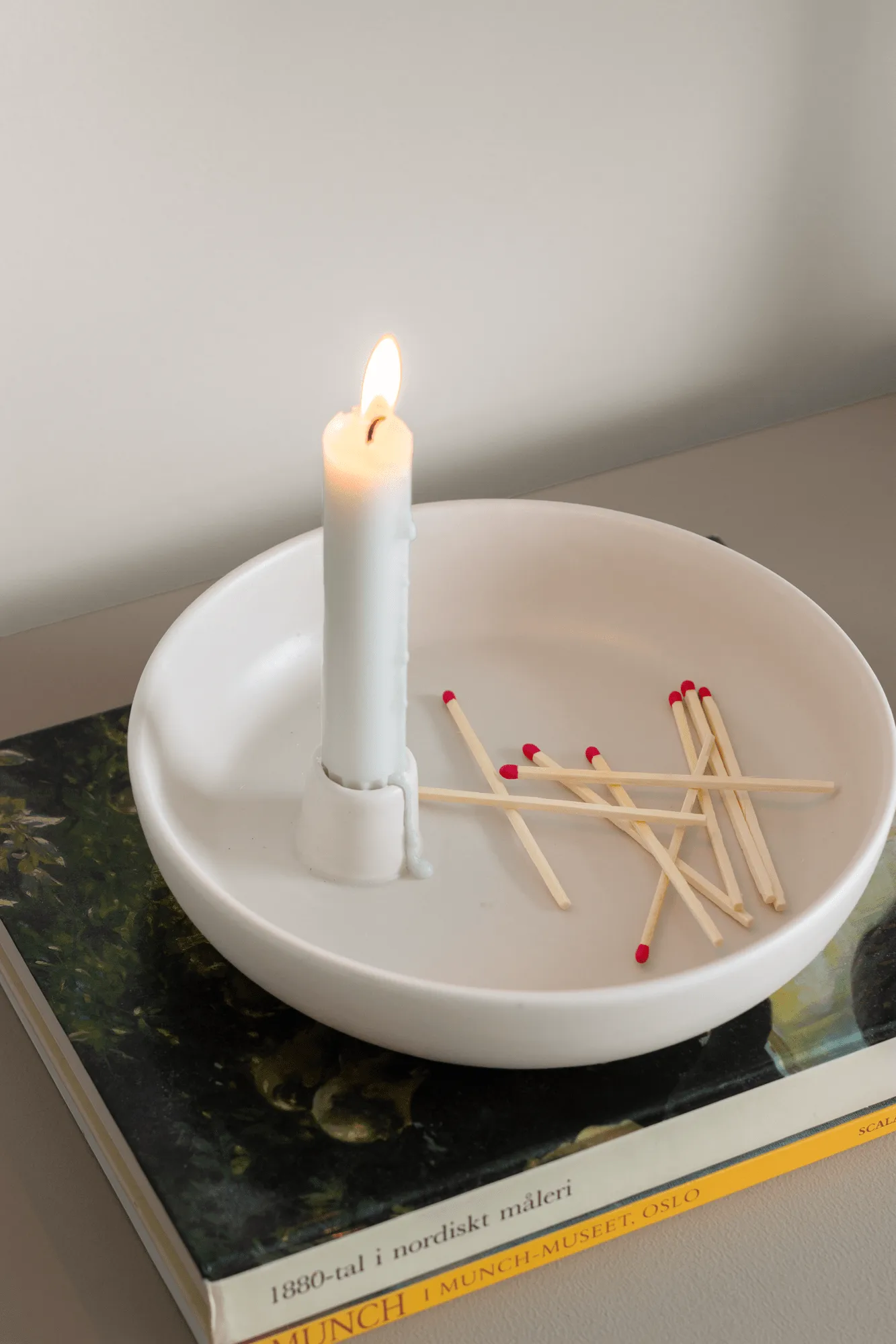 Suporte de velas Valley Ø21 cm, Branco Scandi Living
