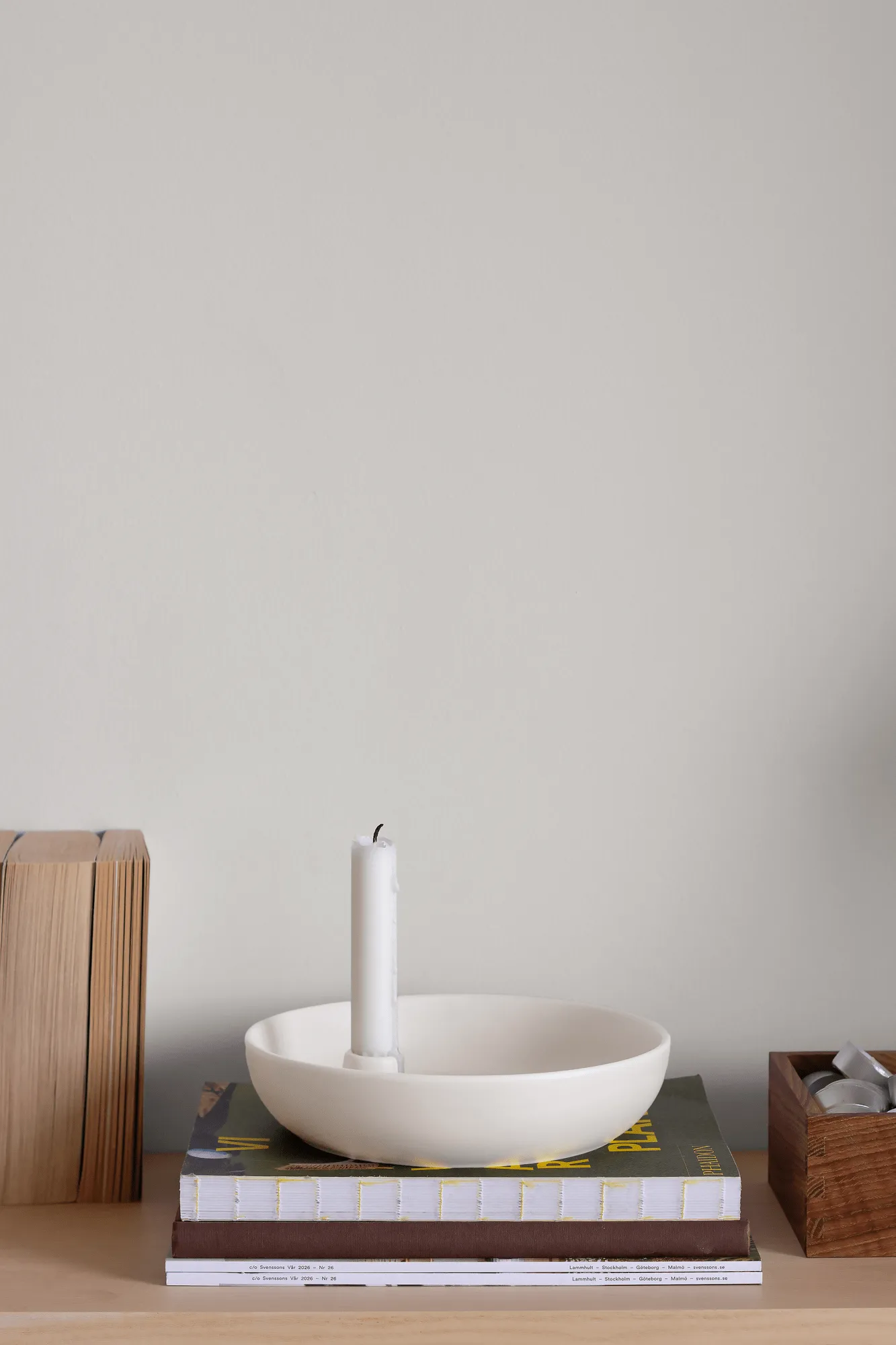 Suporte de velas Valley Ø21 cm, Branco Scandi Living