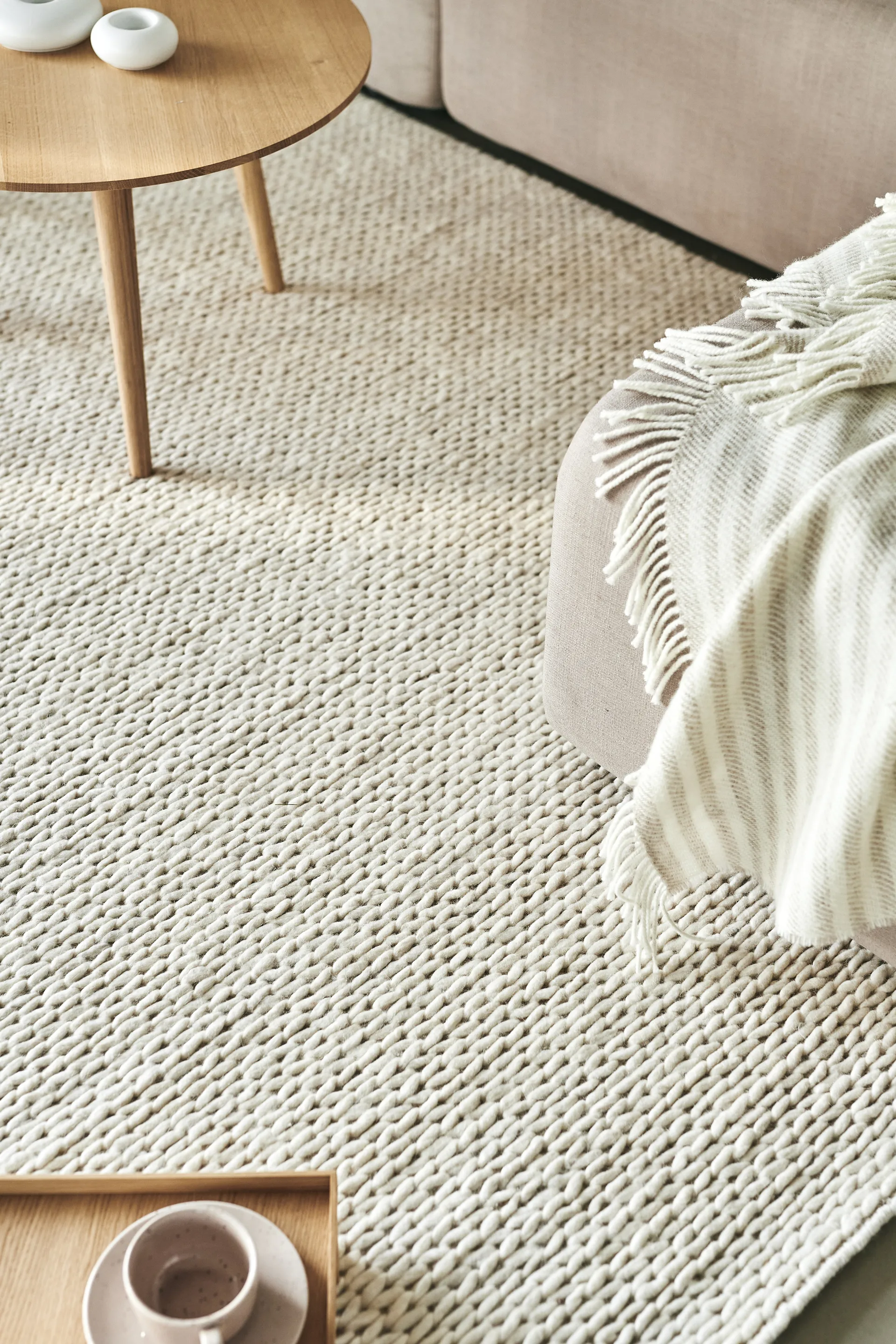 Tapete de lã Braided natural branco, 170x240 cm Scandi Living