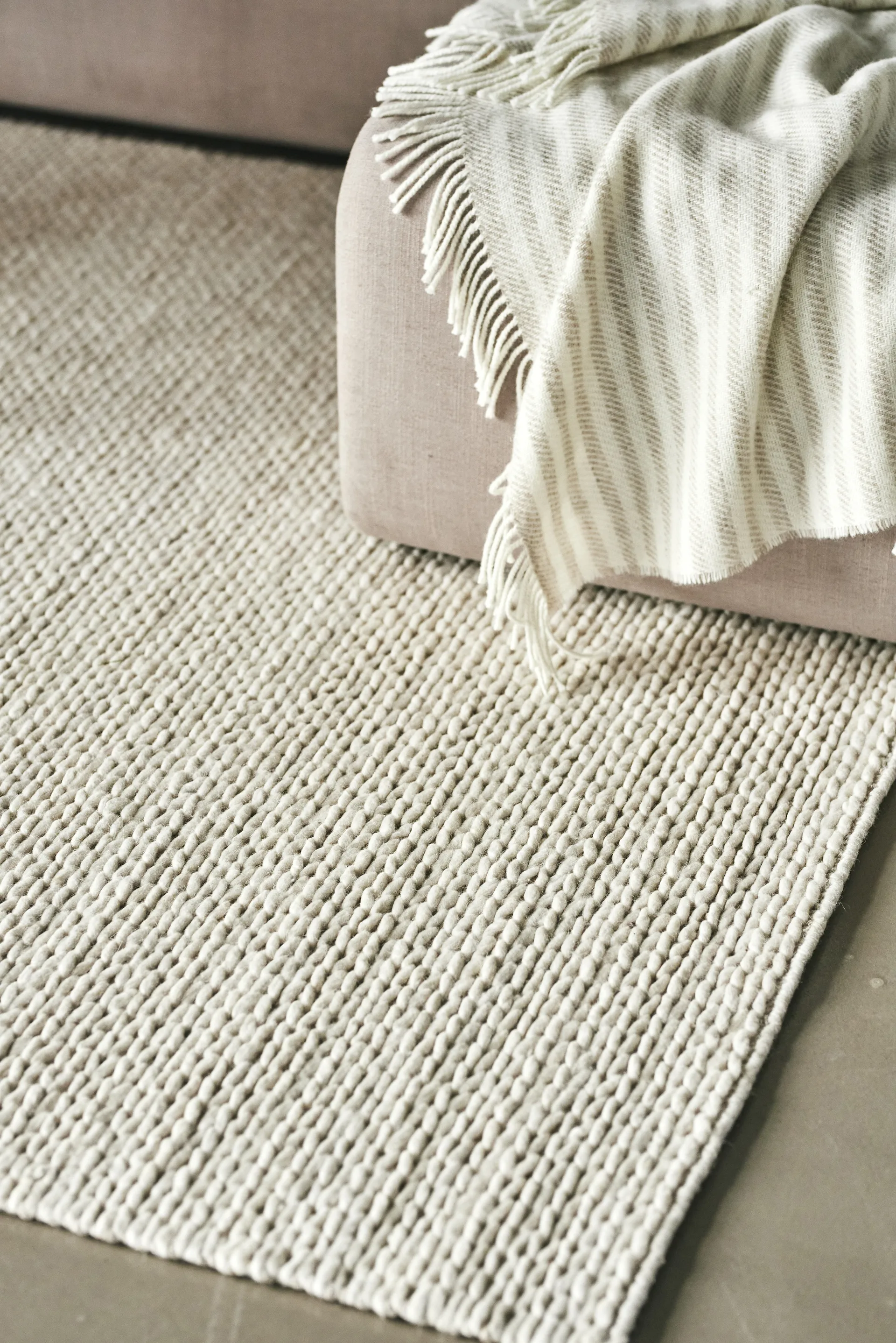 Tapete de lã Braided natural branco, 170x240 cm Scandi Living
