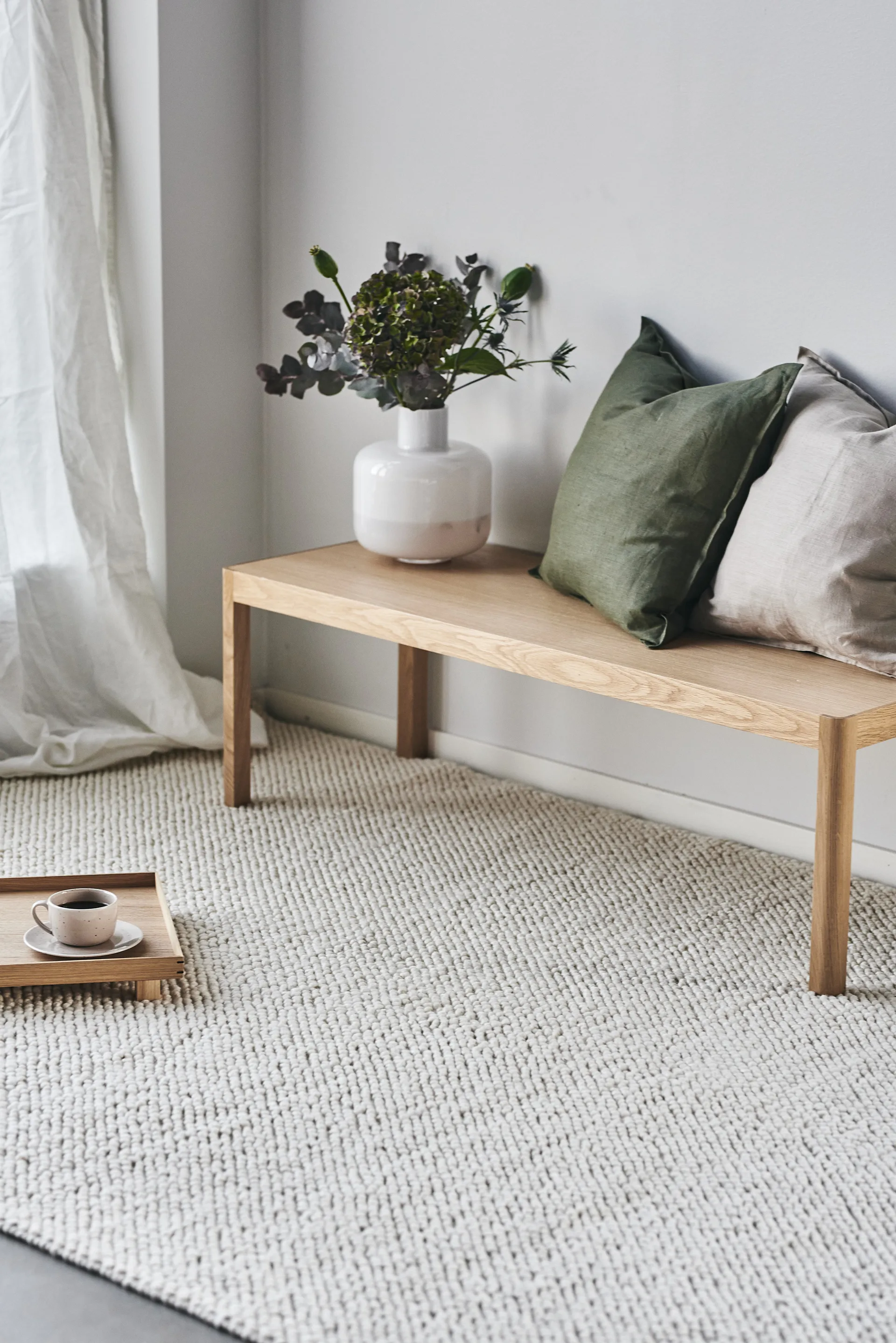 Tapete de lã Flock natural branco, 170x240 cm Scandi Living