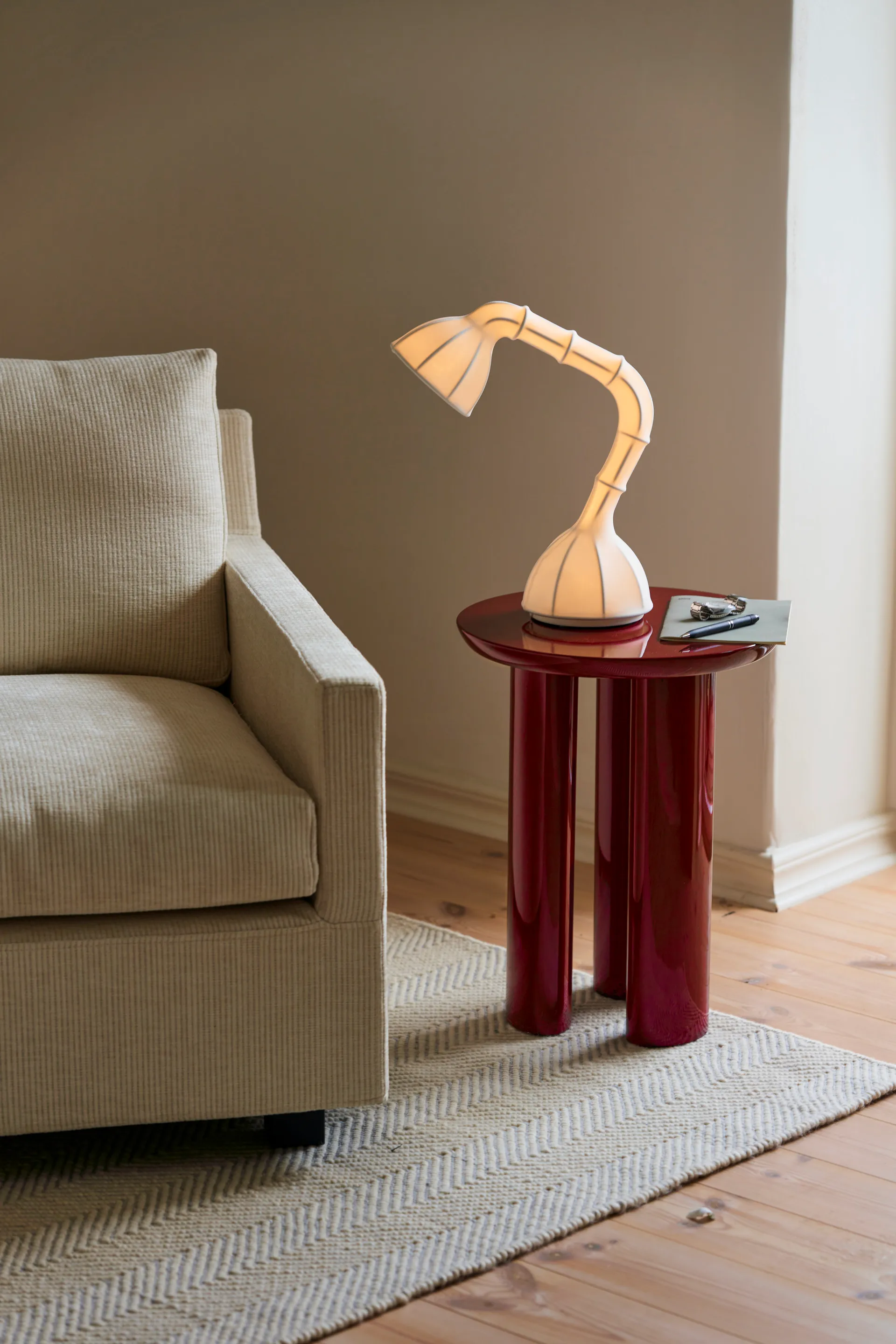 Tapete de lã Furrow natural branco/cinza, 200x300 cm Scandi Living