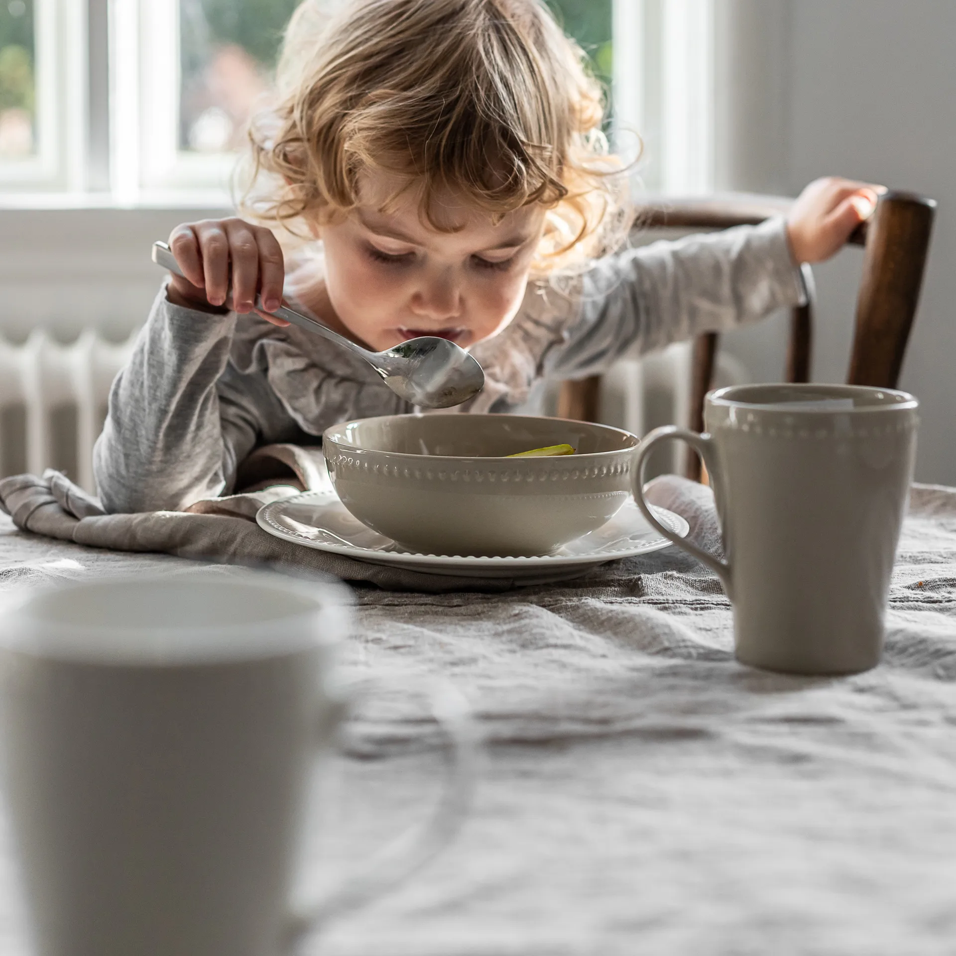 Tigela de cereais Dots 60 cl, 4 un., Bege Scandi Living