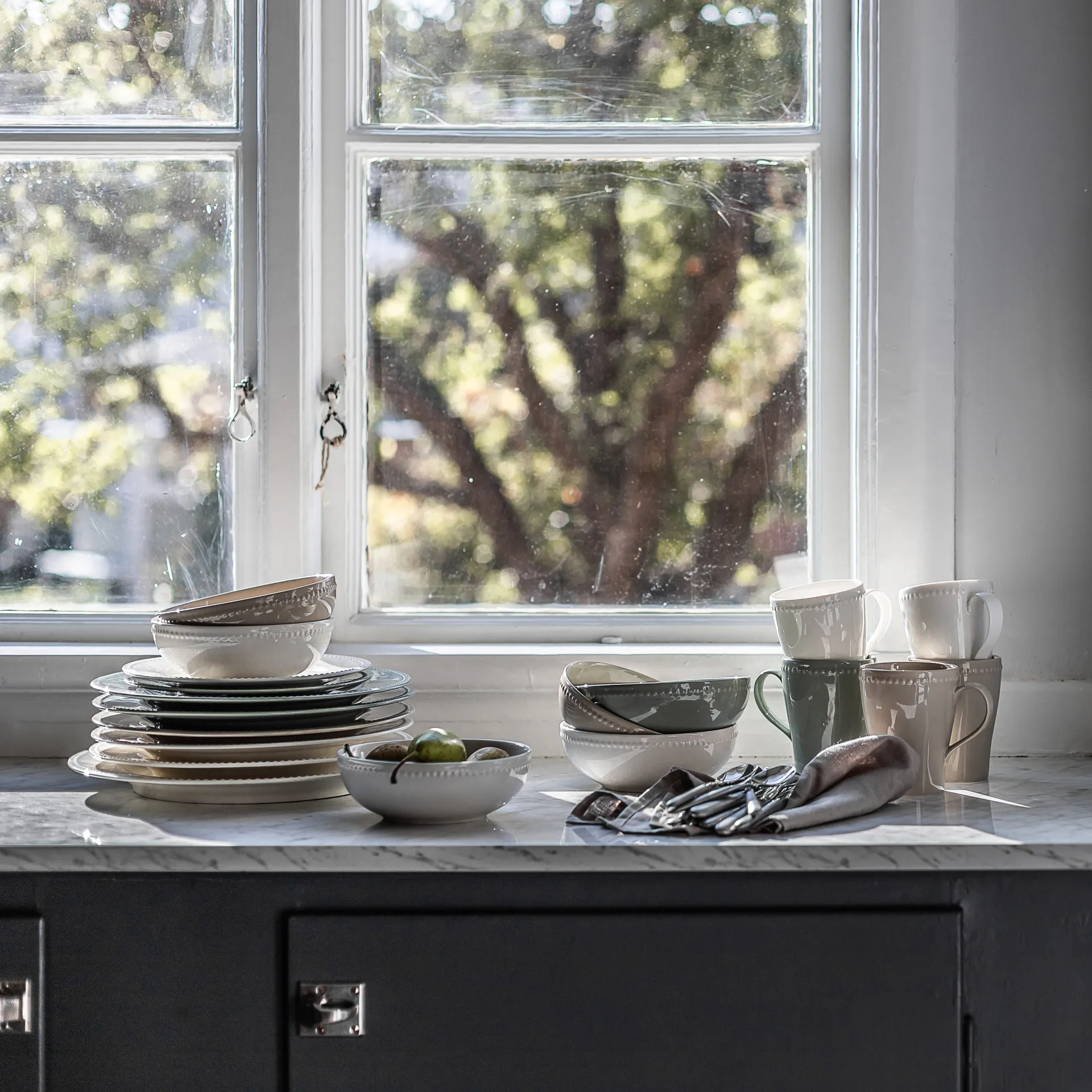 Tigela de cereais Dots 60 cl, 4 un., Bege Scandi Living