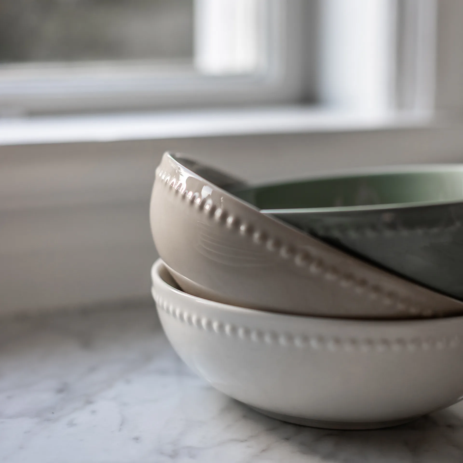 Tigela de cereais Dots 60 cl, 4 un., Verde Scandi Living
