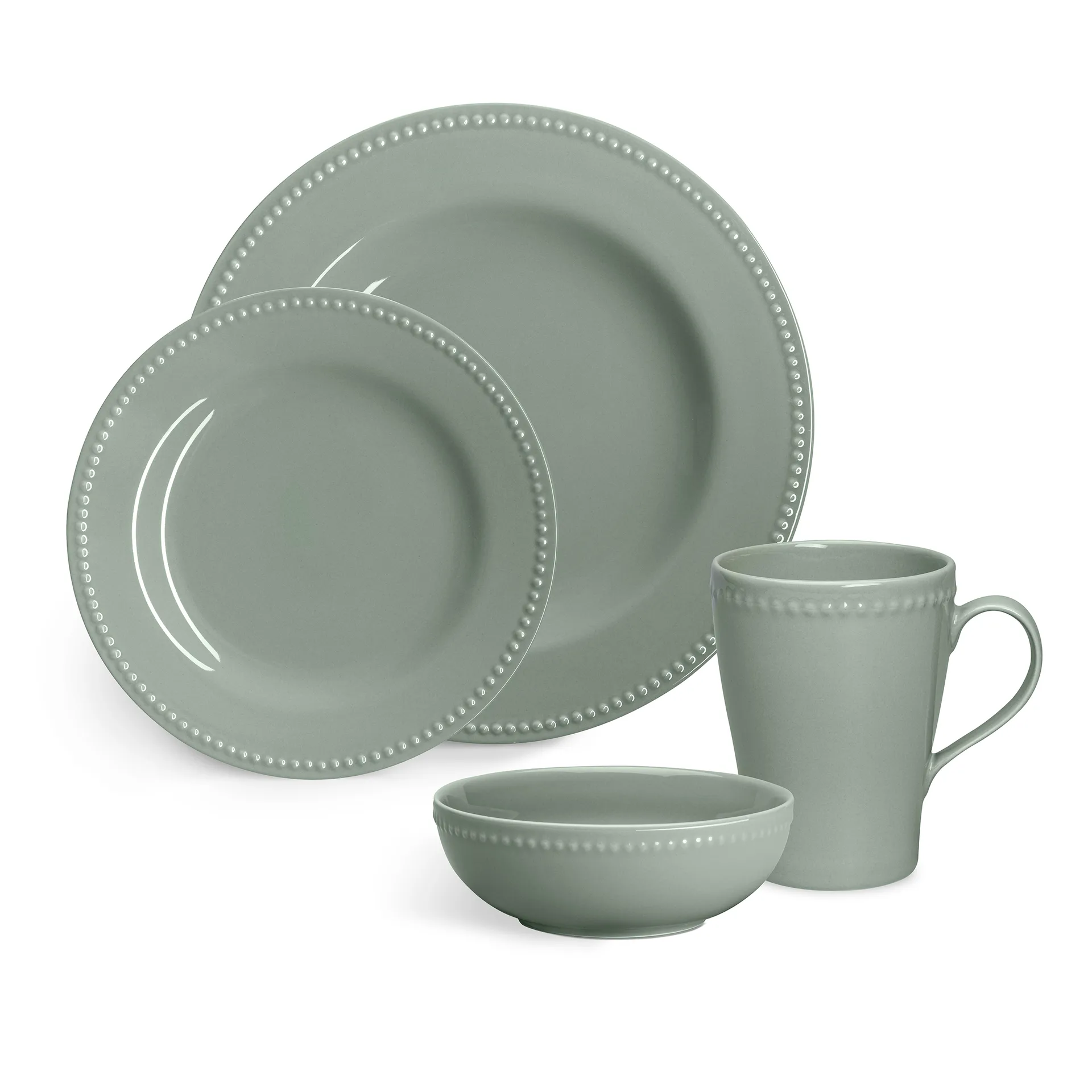 Tigela de cereais Dots 60 cl, 4 un., Verde Scandi Living