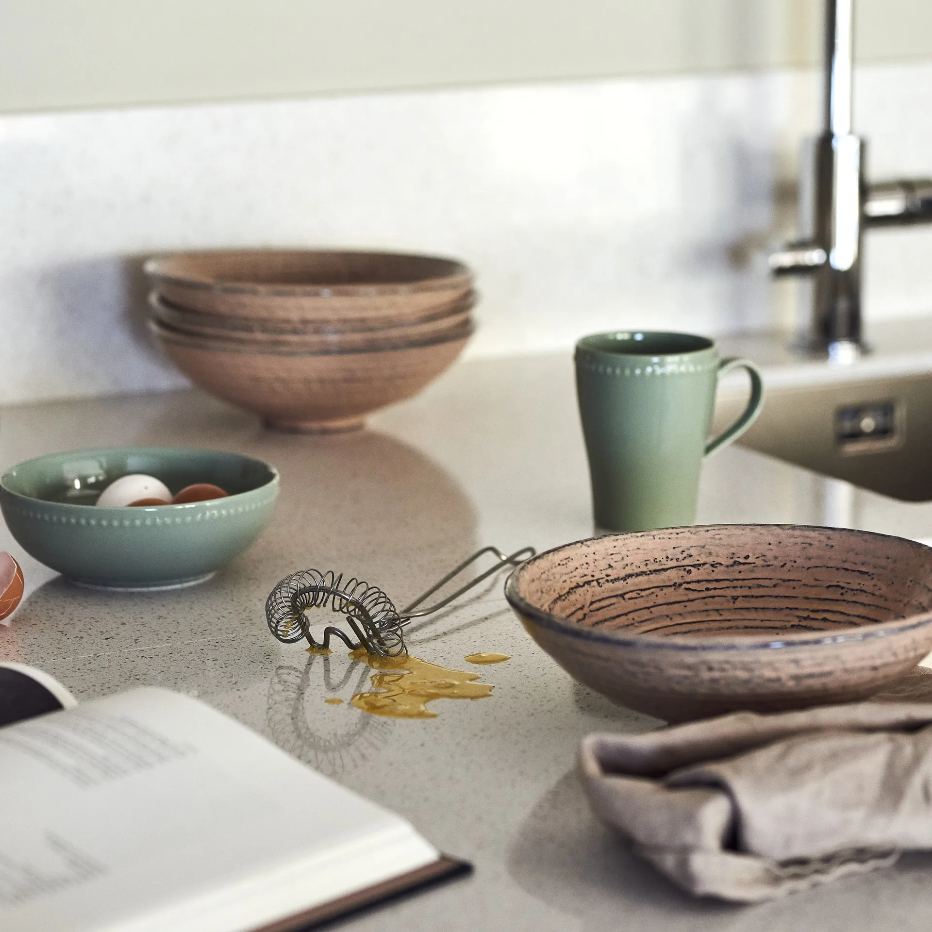 Tigela de cereais Dots 60 cl, 4 un., Verde Scandi Living