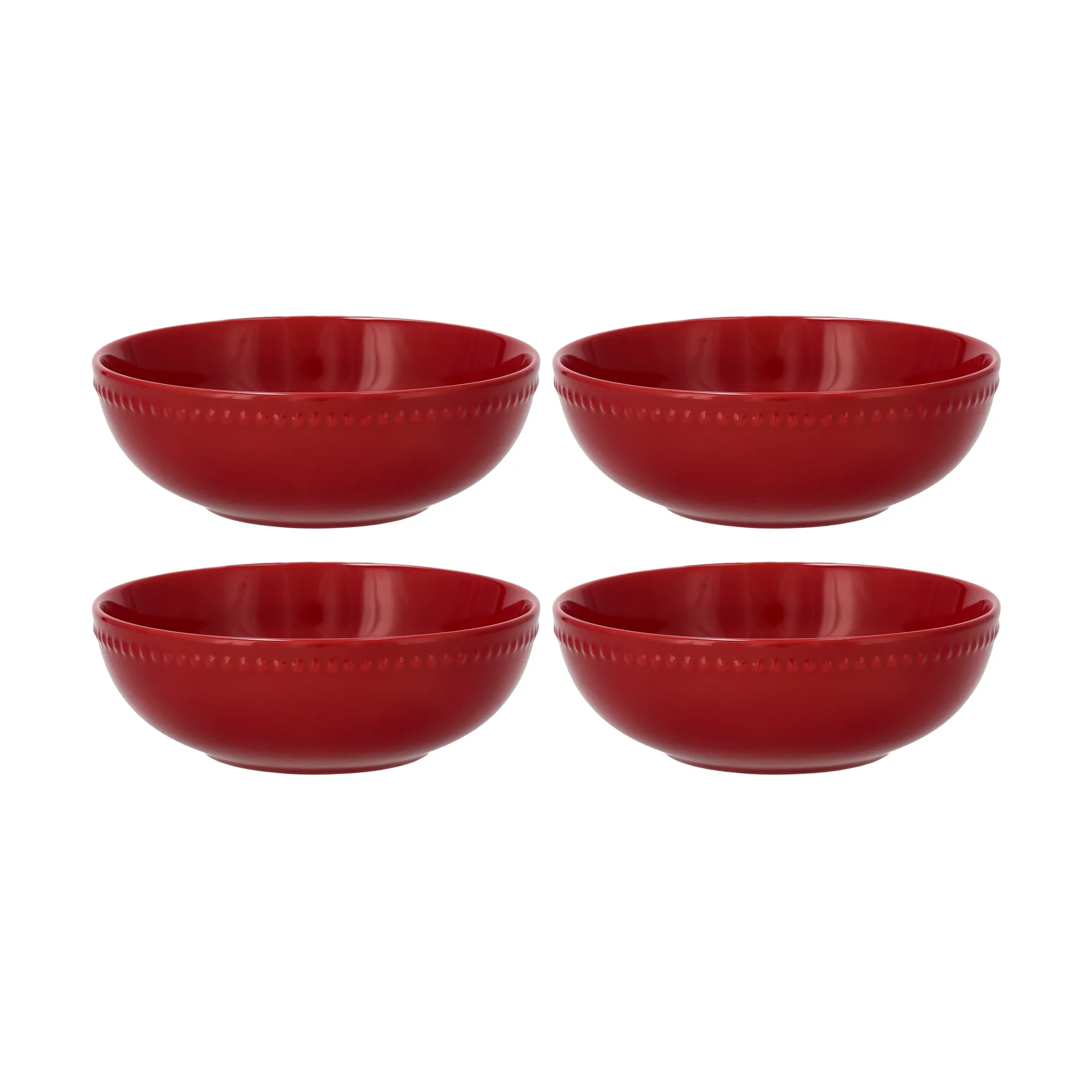 Tigela de cereais Dots 60 cl, 4 un., Vermelho Scandi Living