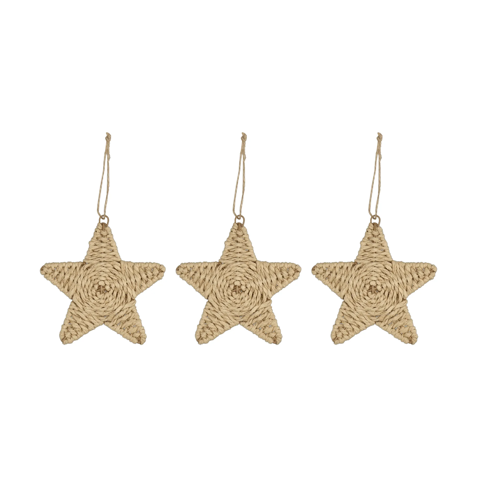 Twine enfeite de árvore de Natal estrela, conjunto de 3, natural Scandi Living