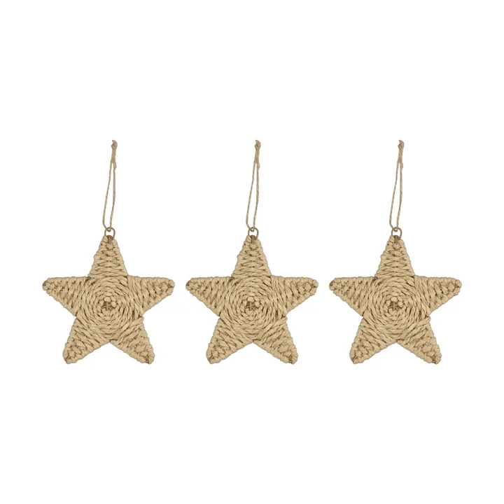 Twine enfeite de árvore de Natal estrela, conjunto de 3 - natural - Scandi Living