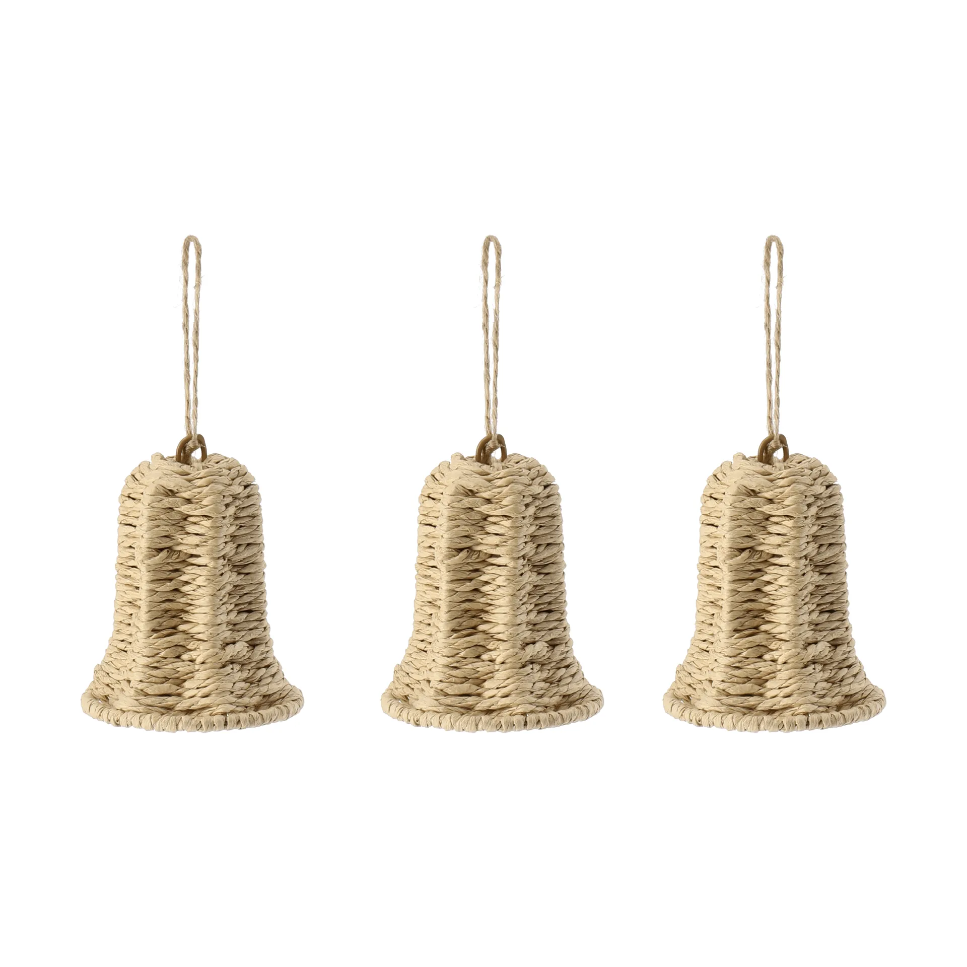 Twine ornamento de árvore de Natal sino, pack de 3, natural Scandi Living