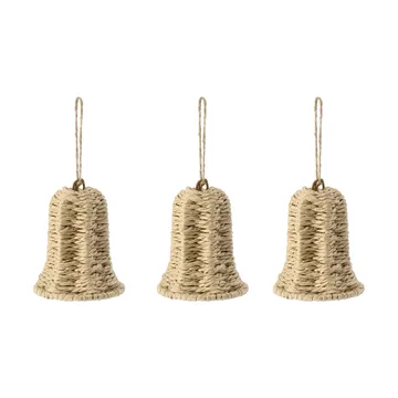 Twine ornamento de árvore de Natal sino, pack de 3 - natural - Scandi Living