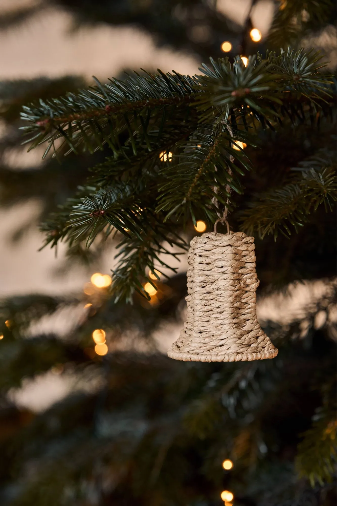 Twine ornamento de árvore de Natal sino, pack de 3, natural Scandi Living