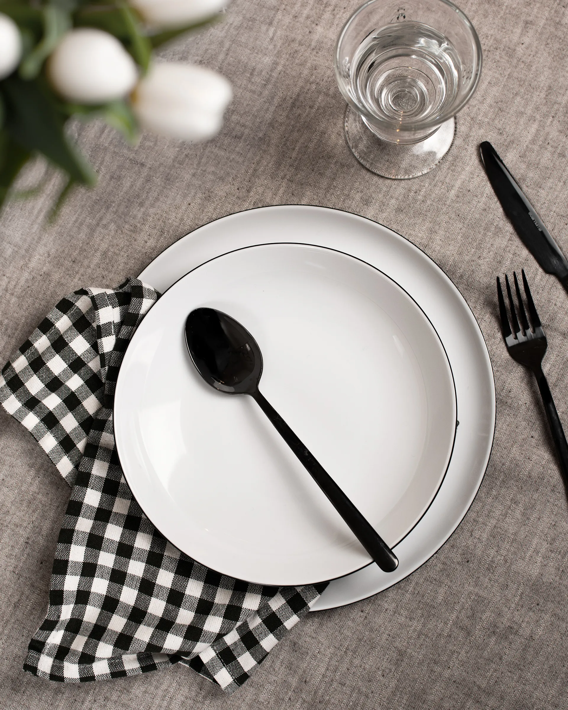 Conjunto de louça Lido black line 12- peças, Branco com borda preta Seltmann Weiden