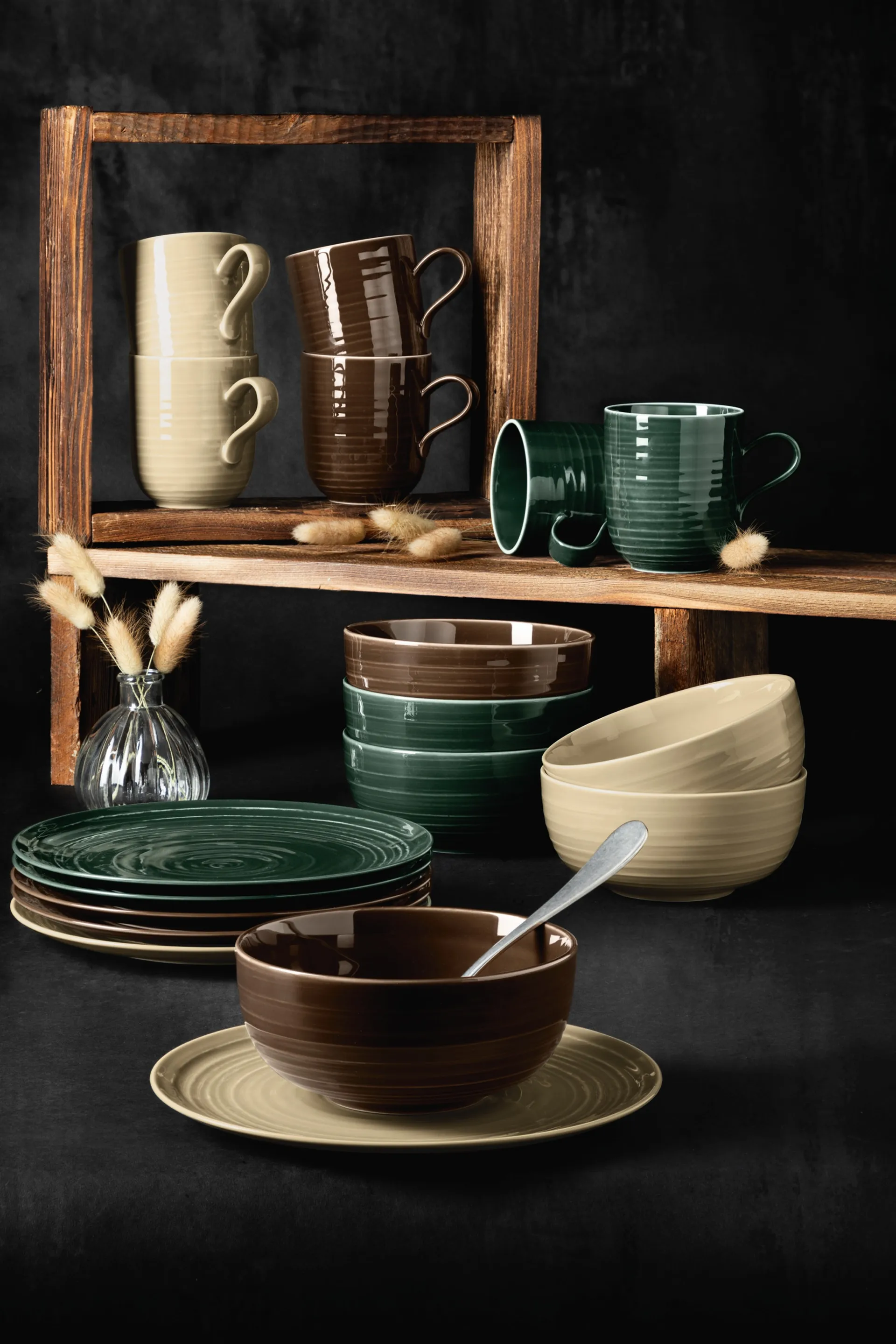 Pires de café Terra Ø12 cm 6-unidades, Verde musgo  Seltmann Weiden