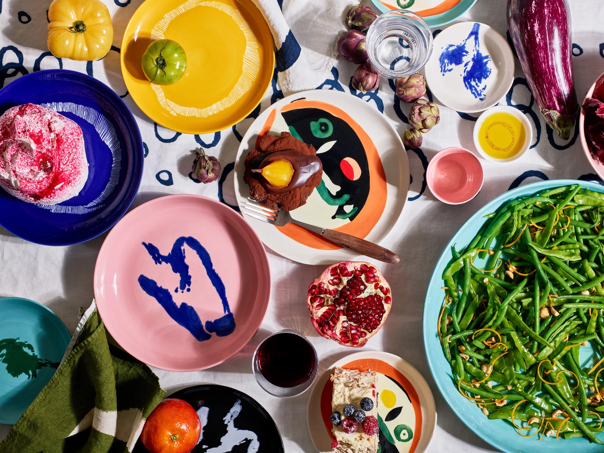 Prato fundo Ottolenghi Feast Ø22 cm 2 unid., Dark blue stripes-white Serax