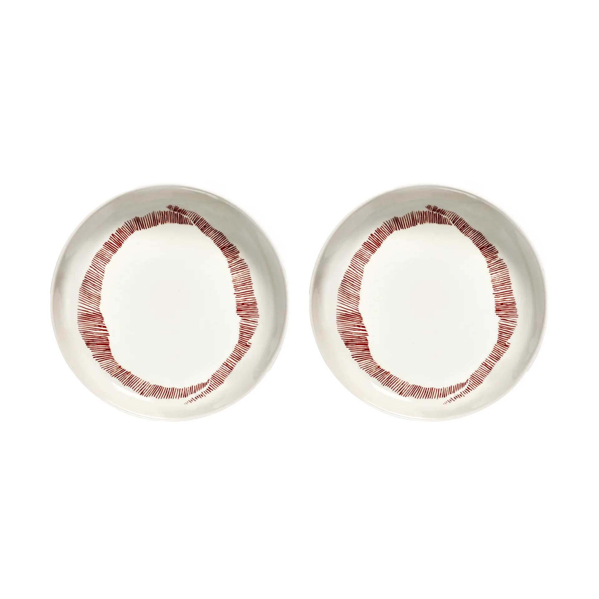 Prato fundo Ottolenghi Feast Ø22 cm 2 unid., White stripes-red Serax