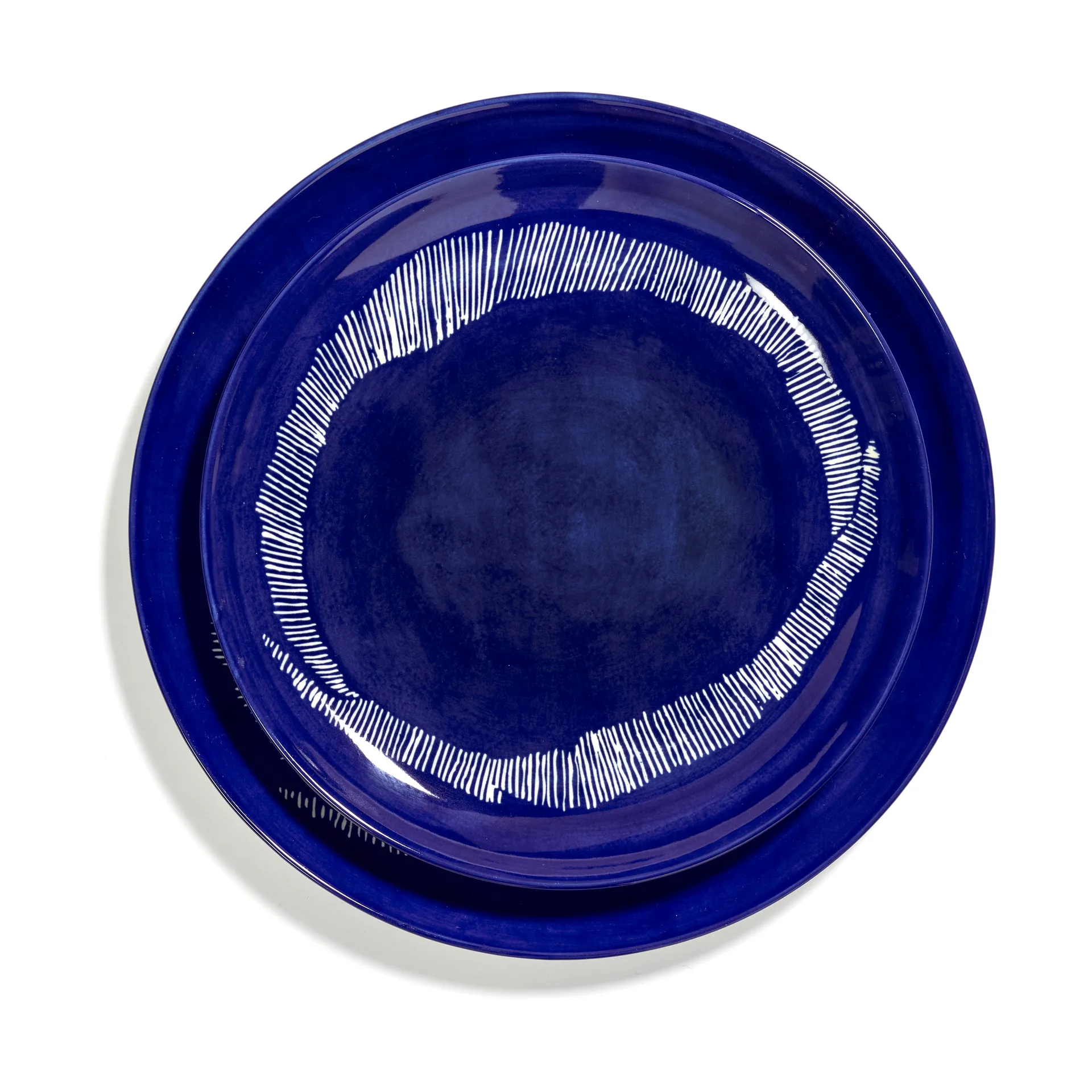 Prato Ottolenghi Feast M Ø22,5 cm 2 unid., Dark blue stripes-white Serax