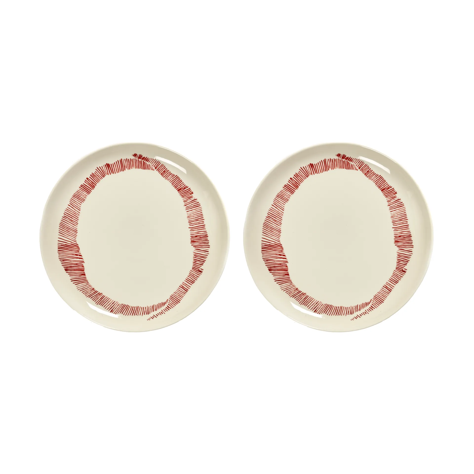 Prato Ottolenghi Feast M Ø22,5 cm 2 unid., White stripes-red Serax