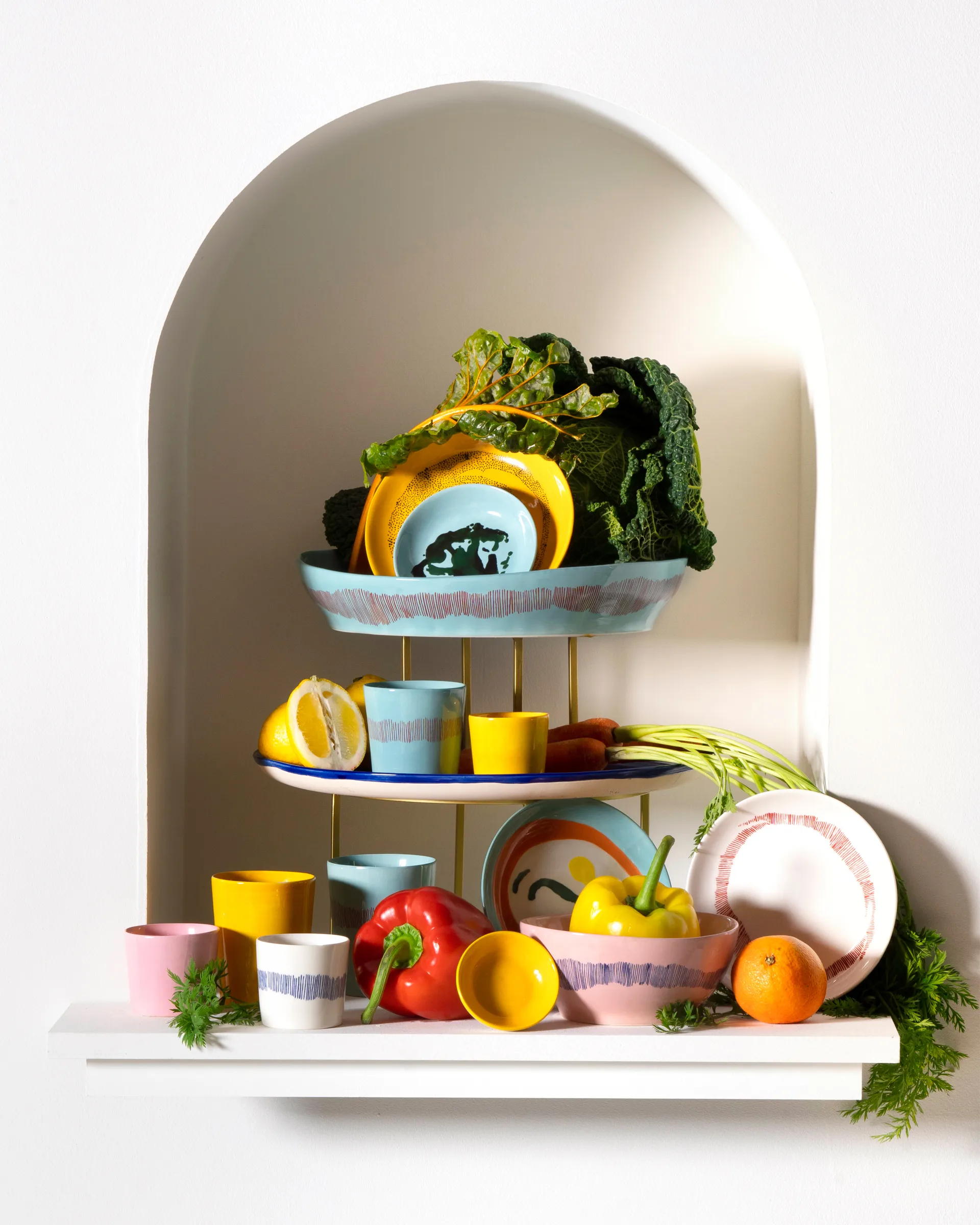 Prato Ottolenghi Feast S Ø19 cm 2 unid., Yellow stripes-red Serax