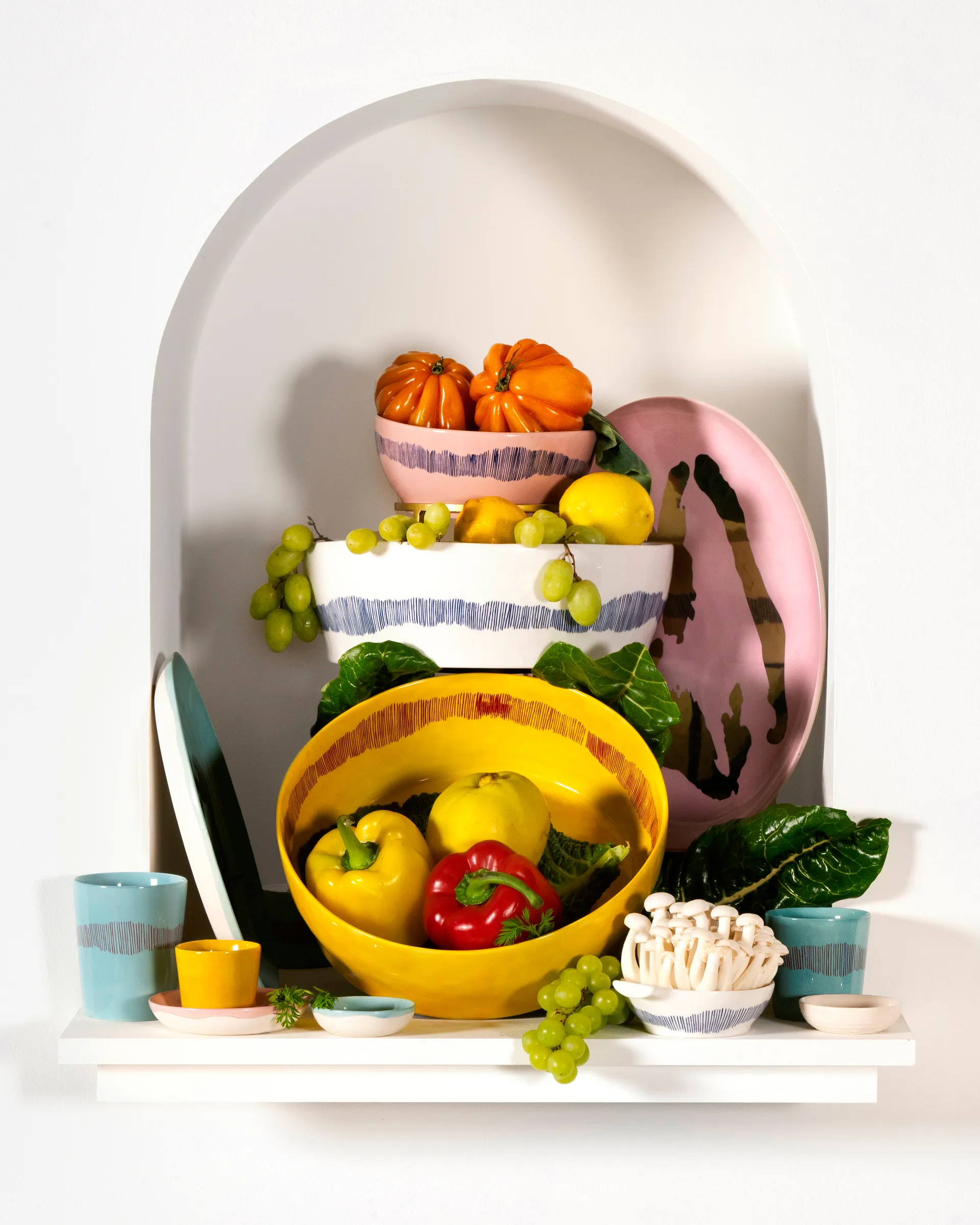 Saladeira Ottolenghi Feast Ø27,5 cm, Yellow stripes-red Serax