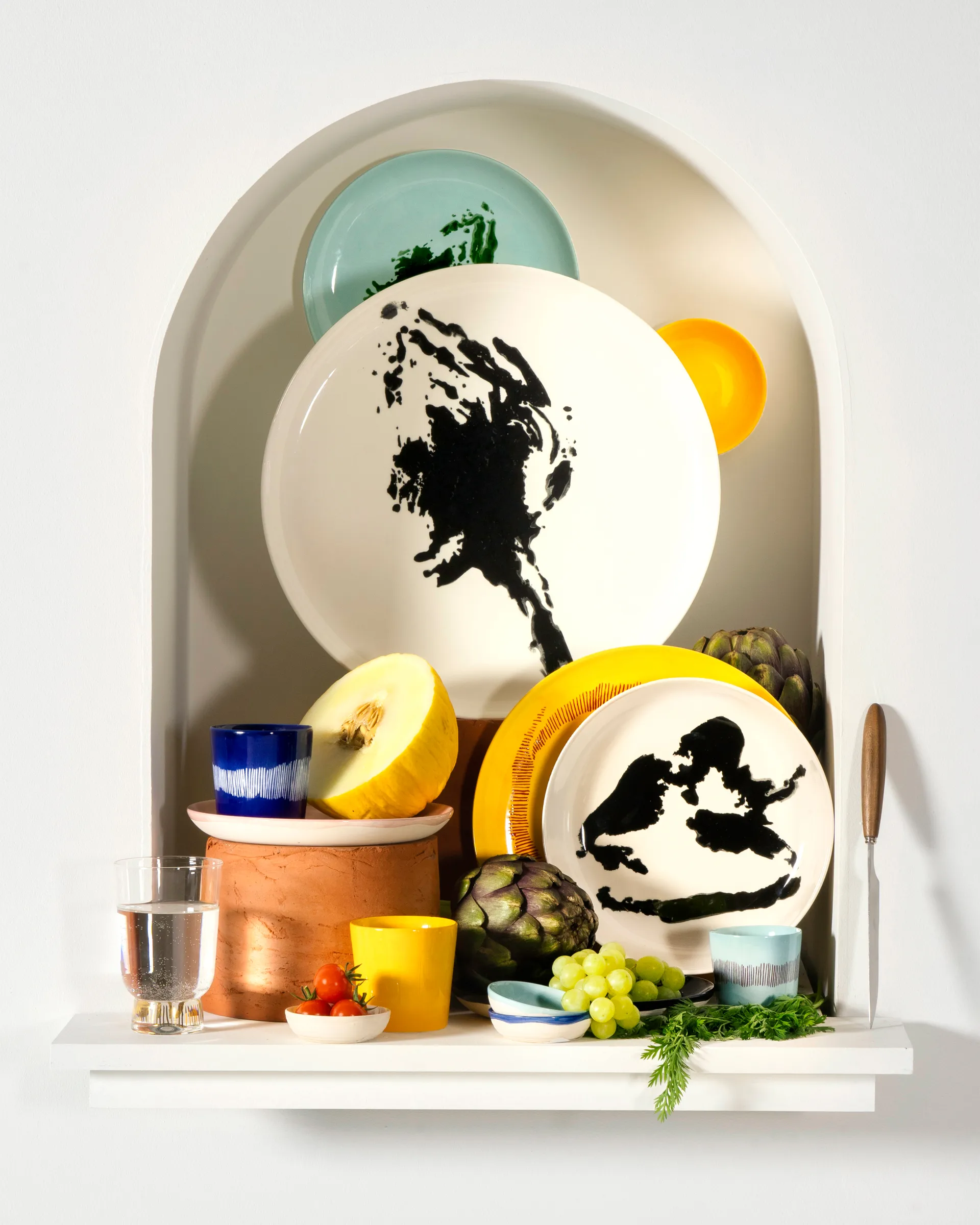 Tigela Ottolenghi Feast L Ø17 cm 4 unid., Dark blue stripes-white Serax