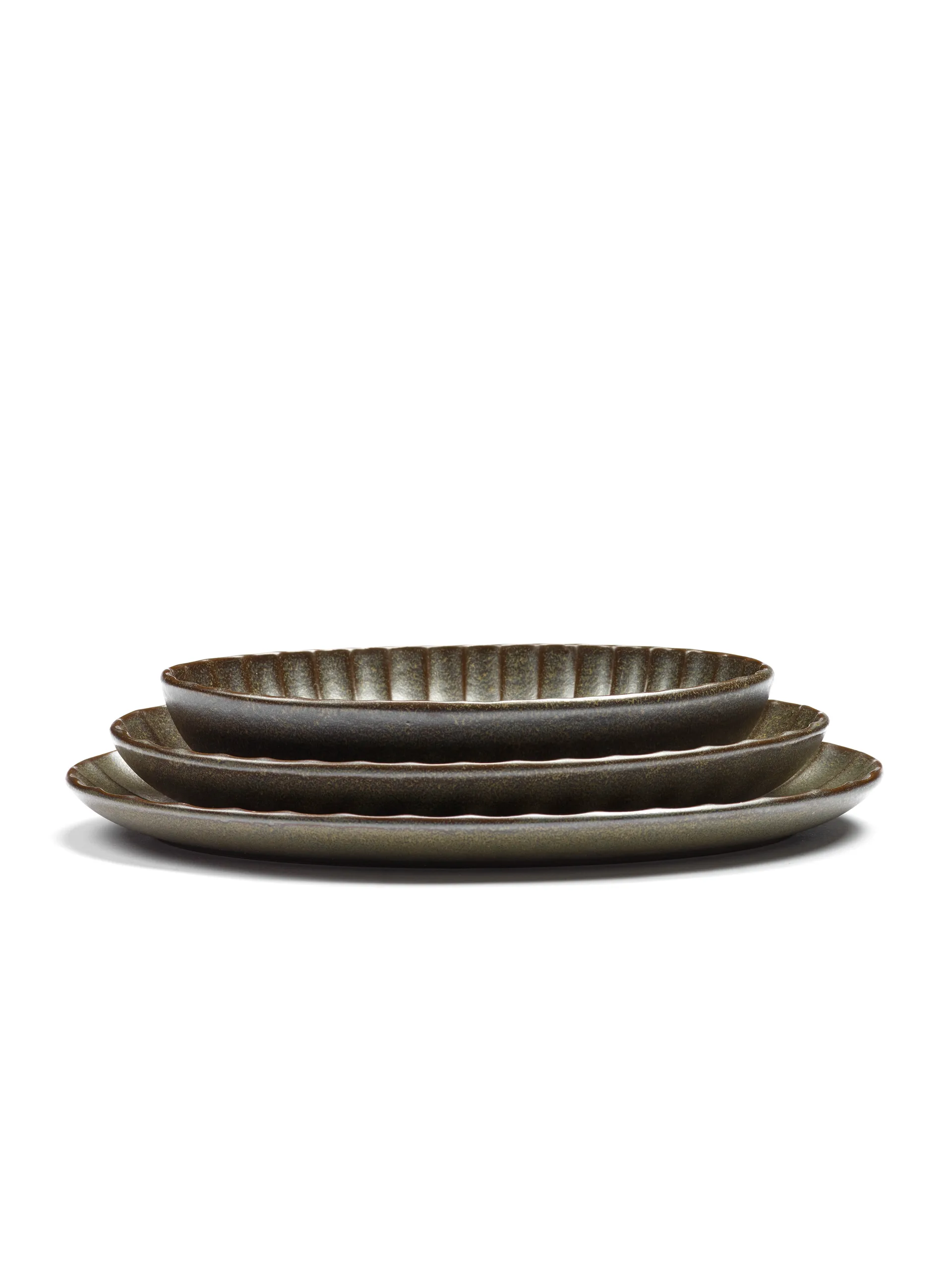 Tigela oval Inku S 13x19 cm, Verde Serax