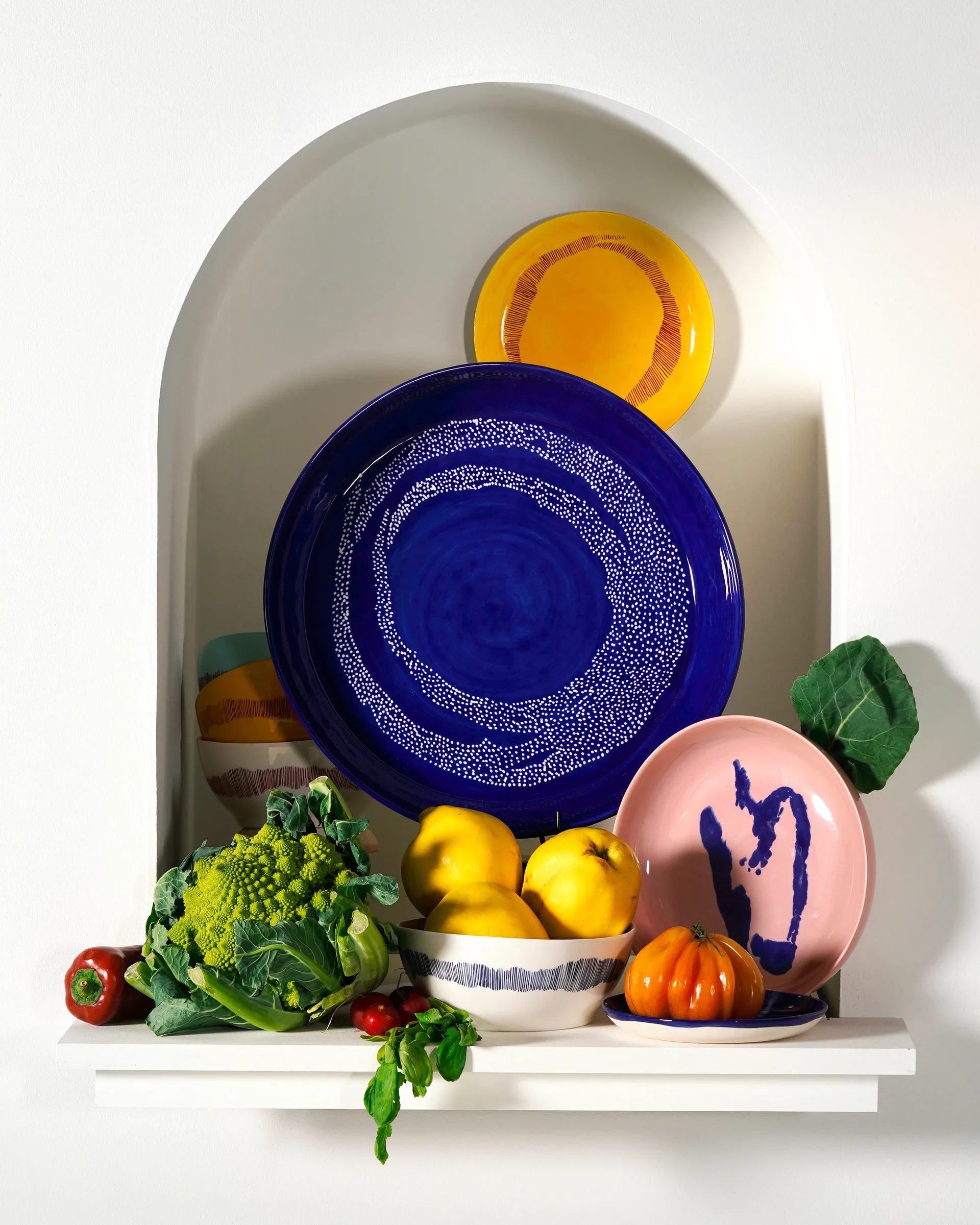 Travessa Ottolenghi Feast Ø35 cm, Dark blue dots-white Serax