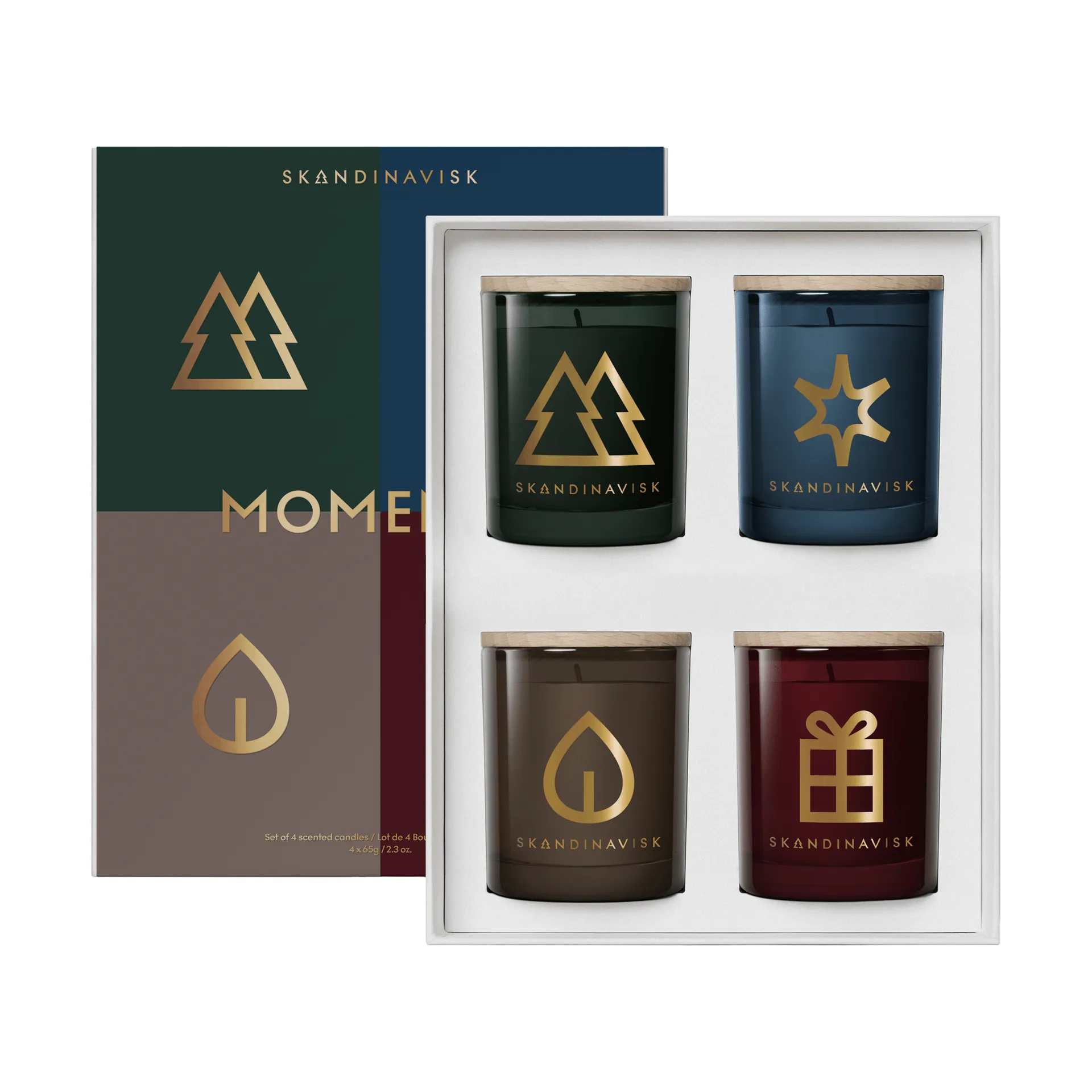 Moments conjunto de velas perfumadas, oferta, 4 peças, 65 g Skandinavisk
