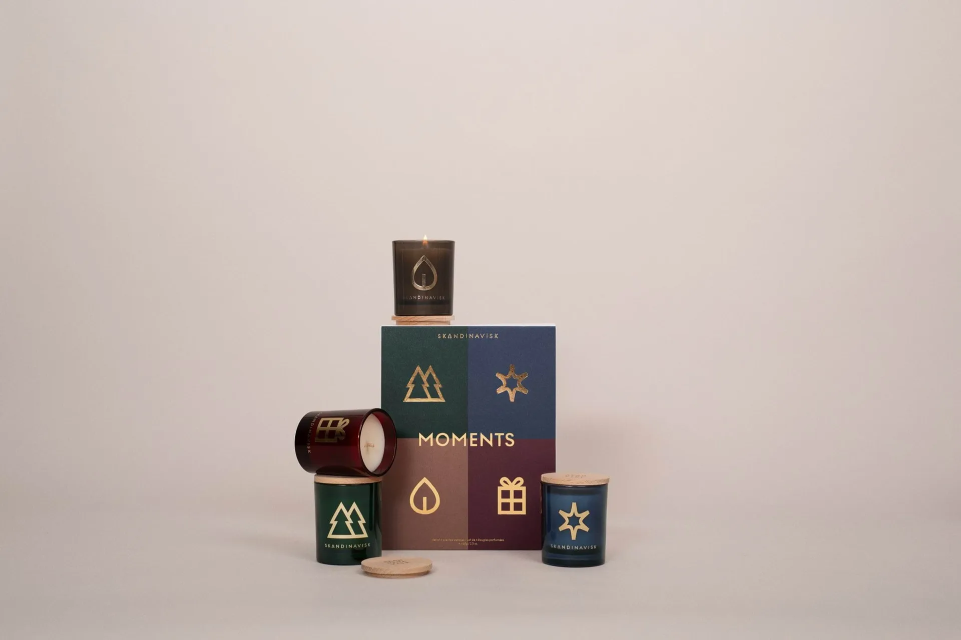 Moments conjunto de velas perfumadas, oferta, 4 peças, 65 g Skandinavisk