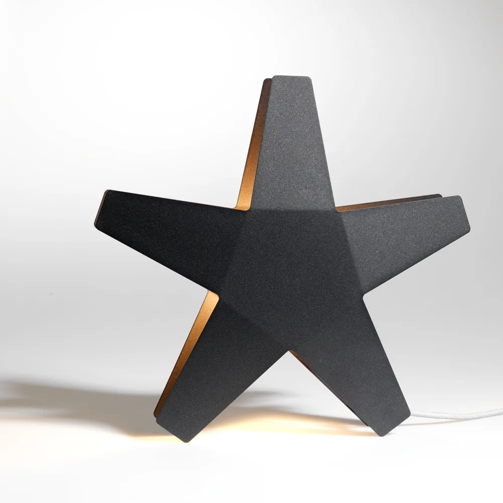Estrela de Advento, Cinzento 40 cm, cabo de tecido cinzento claro SMD Design