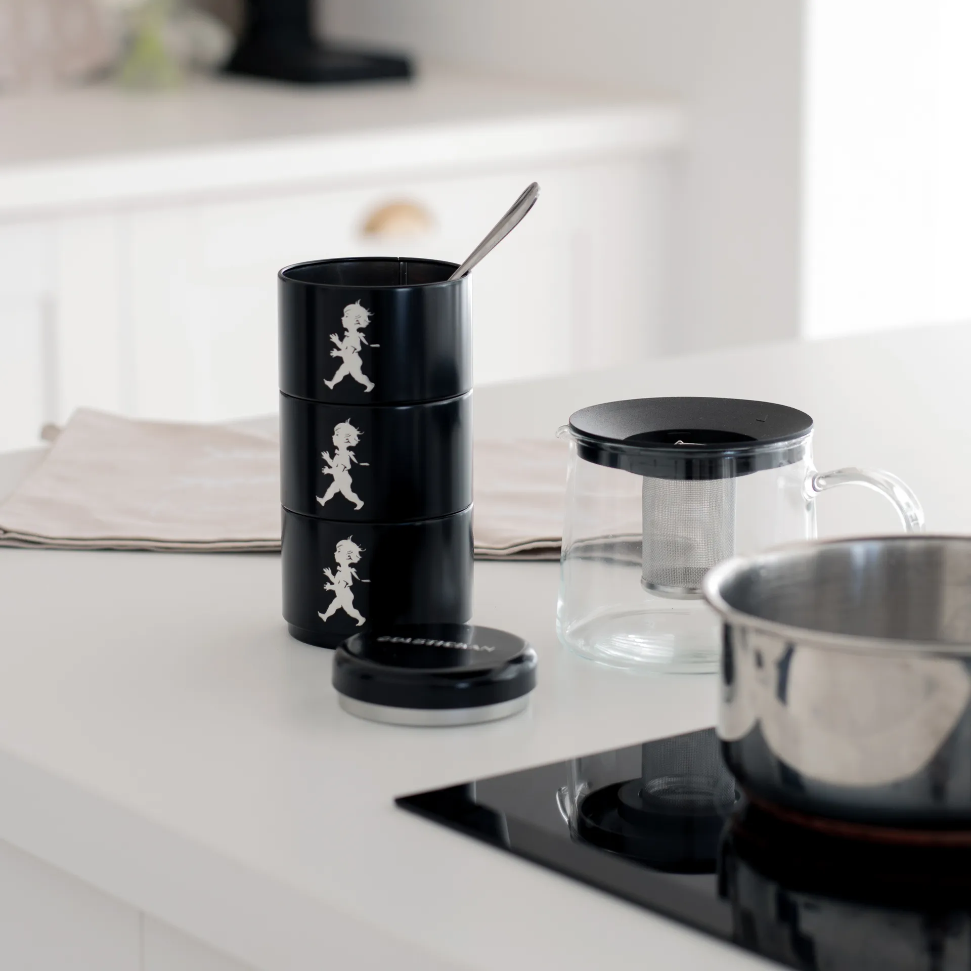 Frasco de armazenamento de três peças Solstickan Ø8,5 cm, Preto Solstickan Design