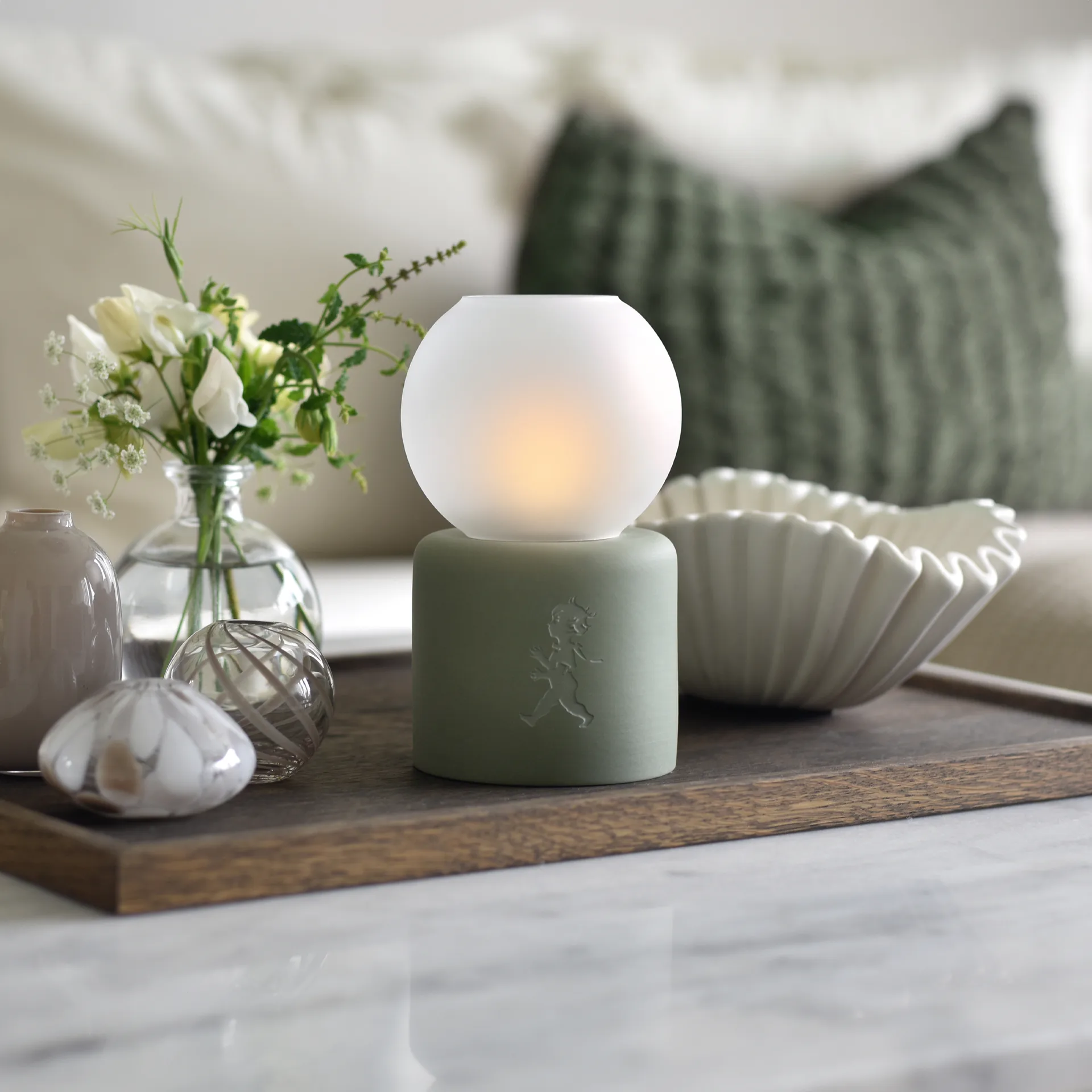 Globo lanterna para vela de chá Ø9,5x17 cm, Verde Solstickan Design