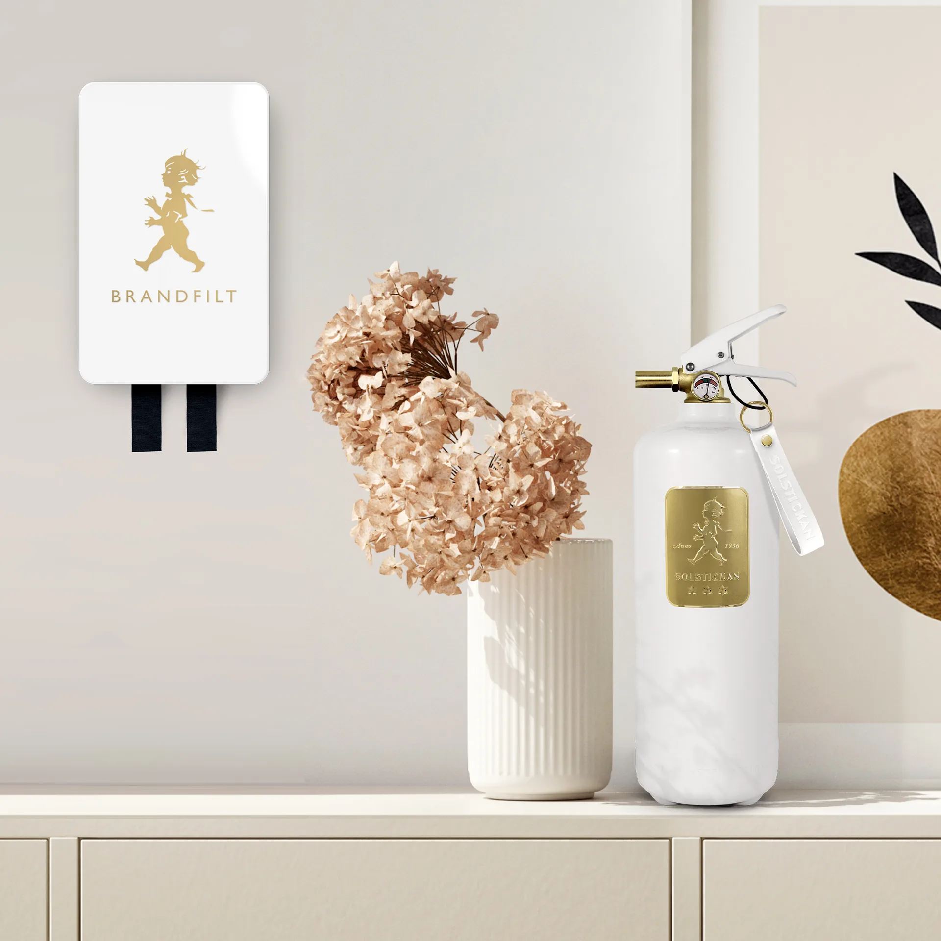 Manta corta-fogo Solstickan 16x2,7x25 cm, Dourado-branco  Solstickan Design